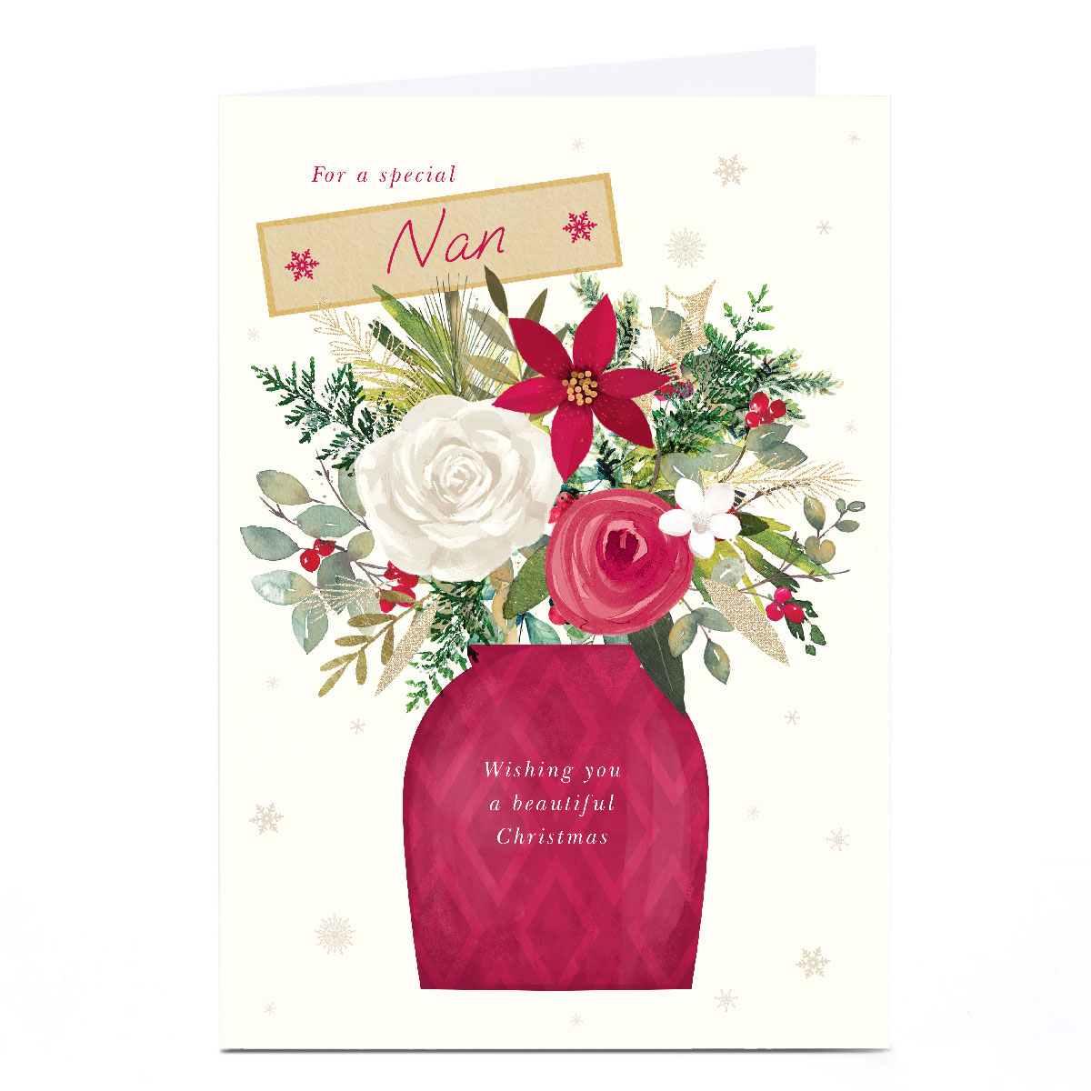 Personalised Christmas Card - Wishing You A Beautiful Christmas Flowers
