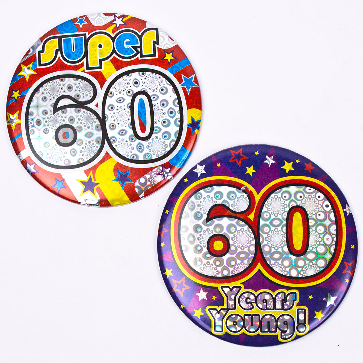 Holographic Age 60 Giant Birthday Badge