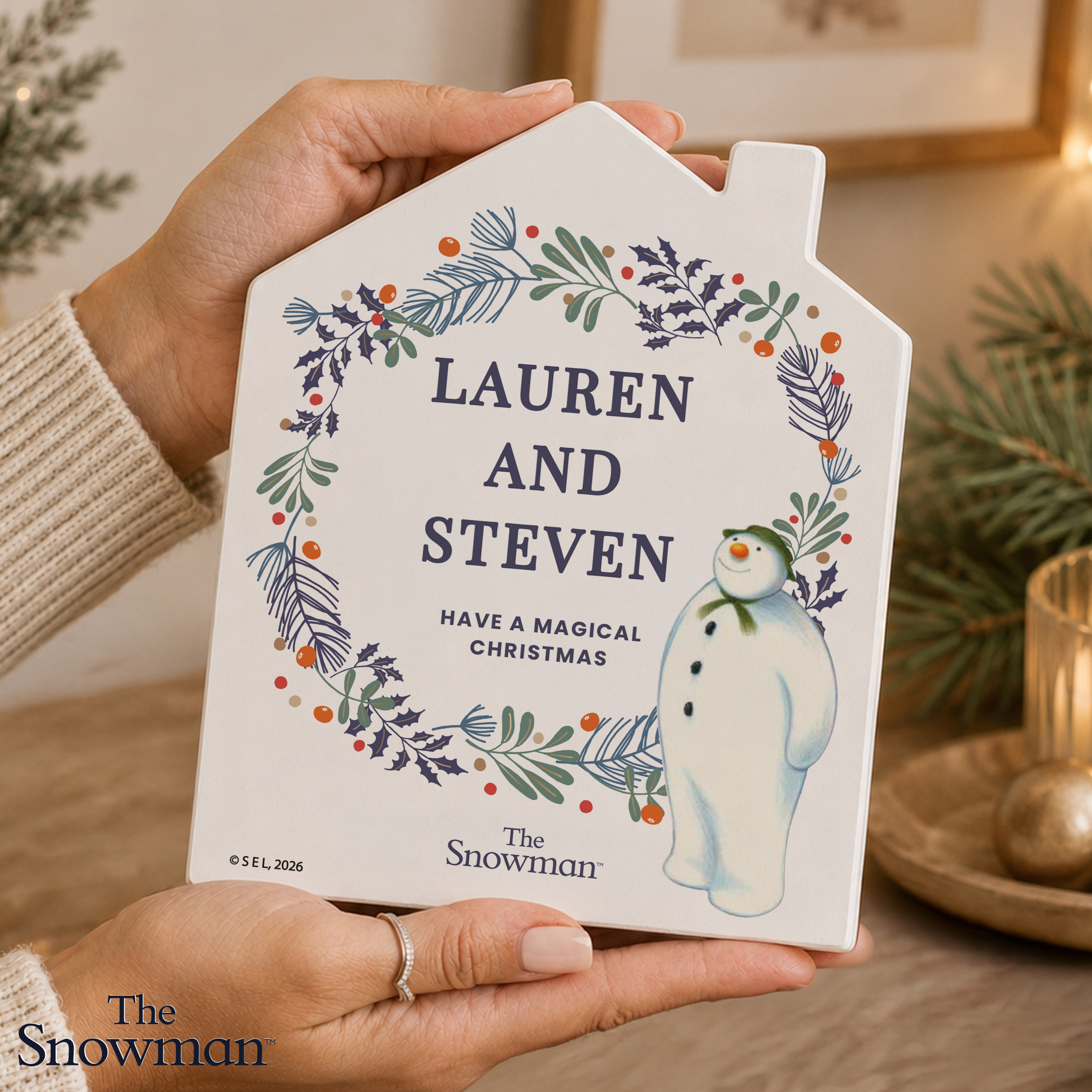 Personalised The Snowman Countdown to Christmas Wooden House Decoration