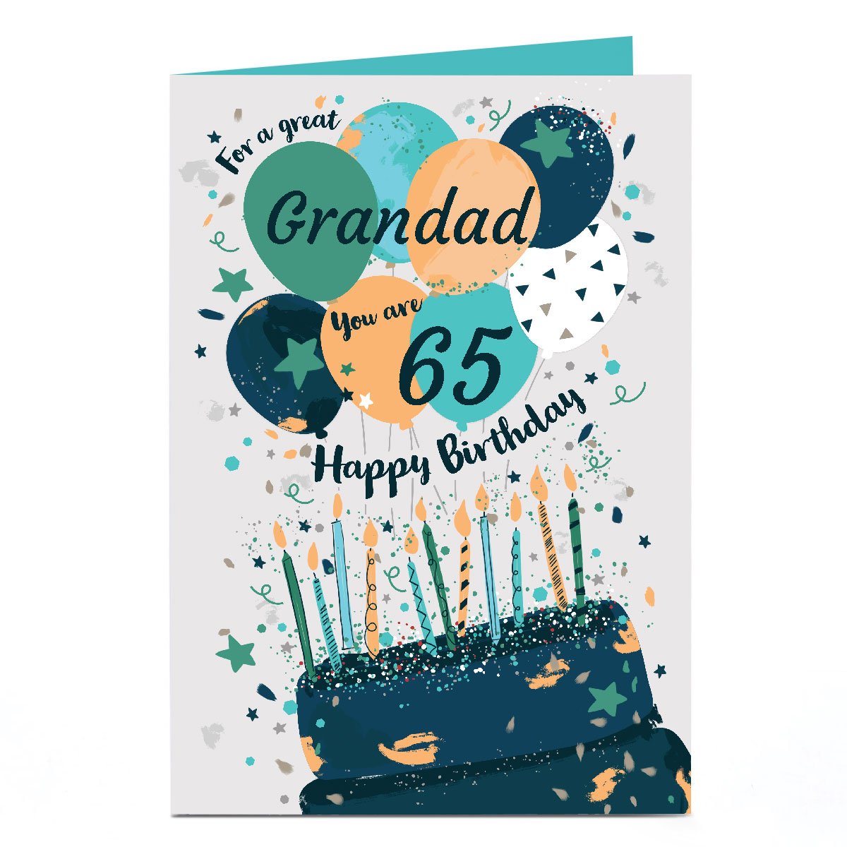 Personalised Birthday Card - Grandad 65, Editable Age