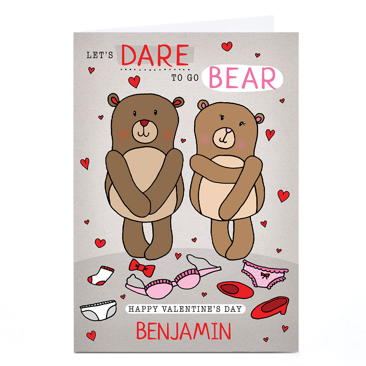 Personalised Valentine's Day Card - Dare To Go Bear