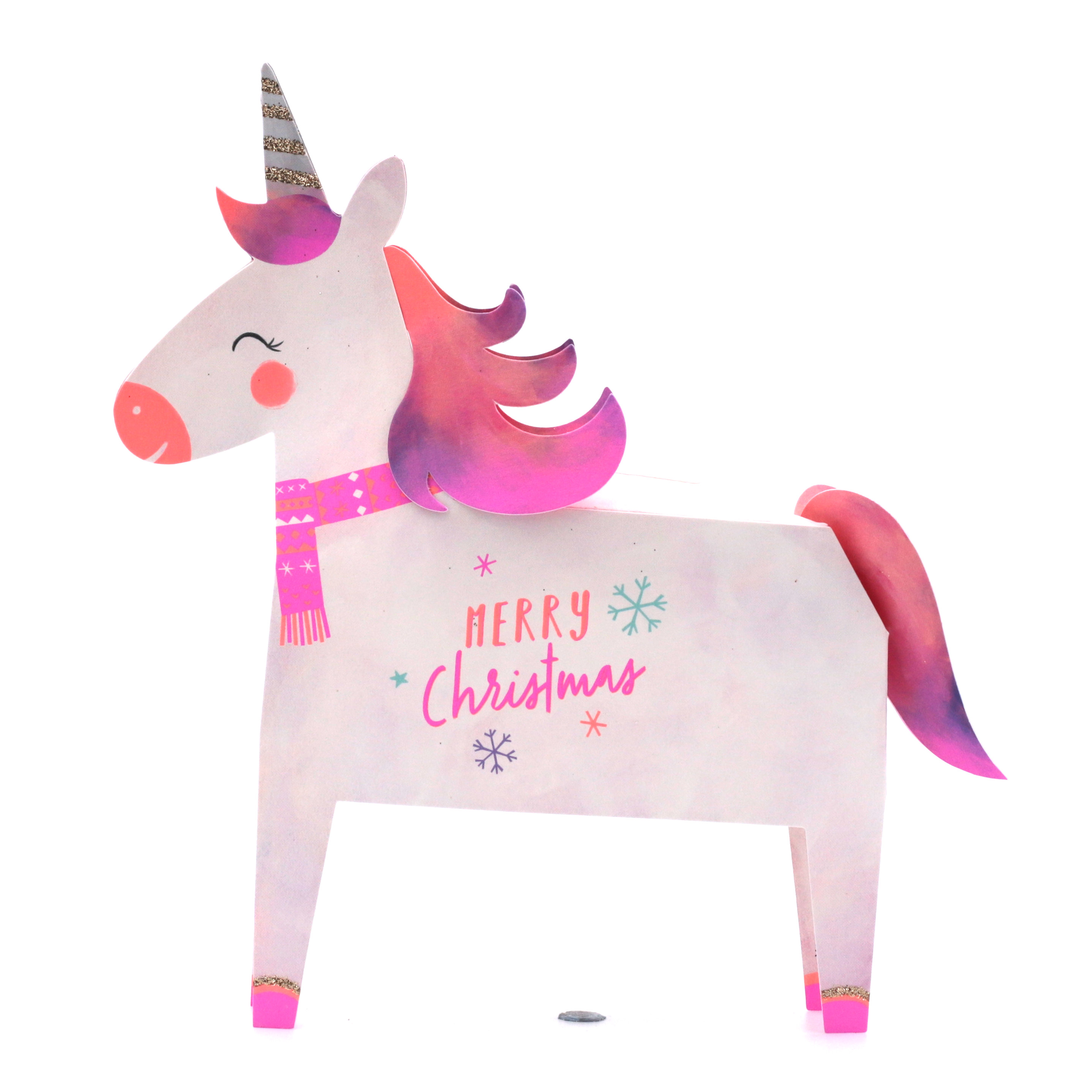 Exquisite Collection Christmas Card - Daughter, 3D Unicorn