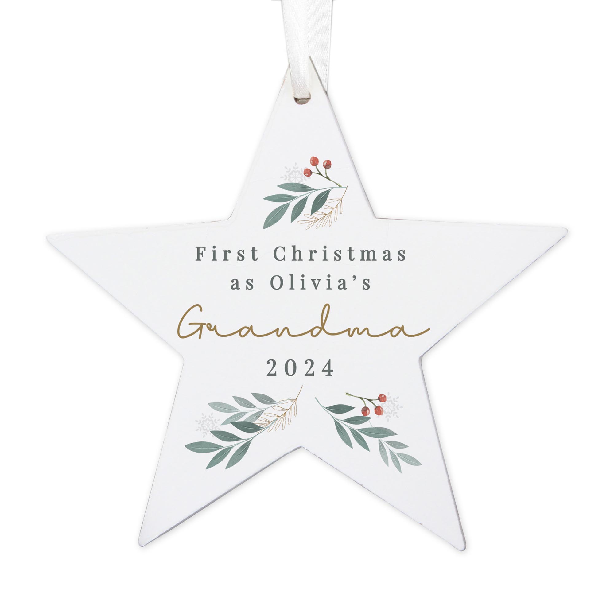 Personalised Christmas Foliage Hanging Star Decoration