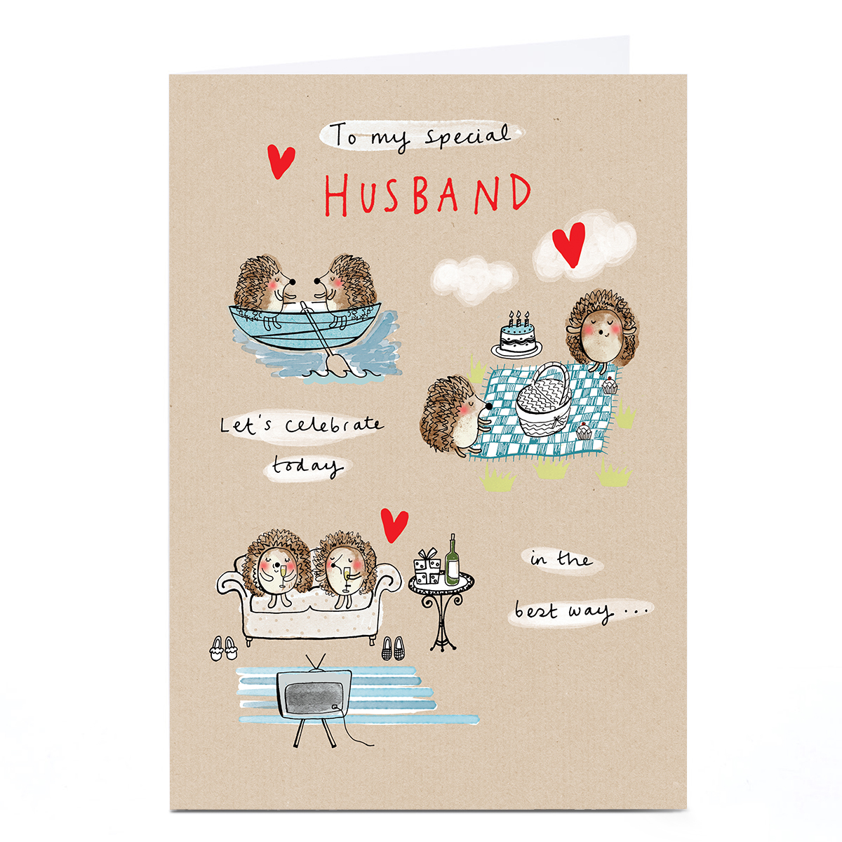 Personalised Birthday Card - Just You and Me Hedgehogs, Husband