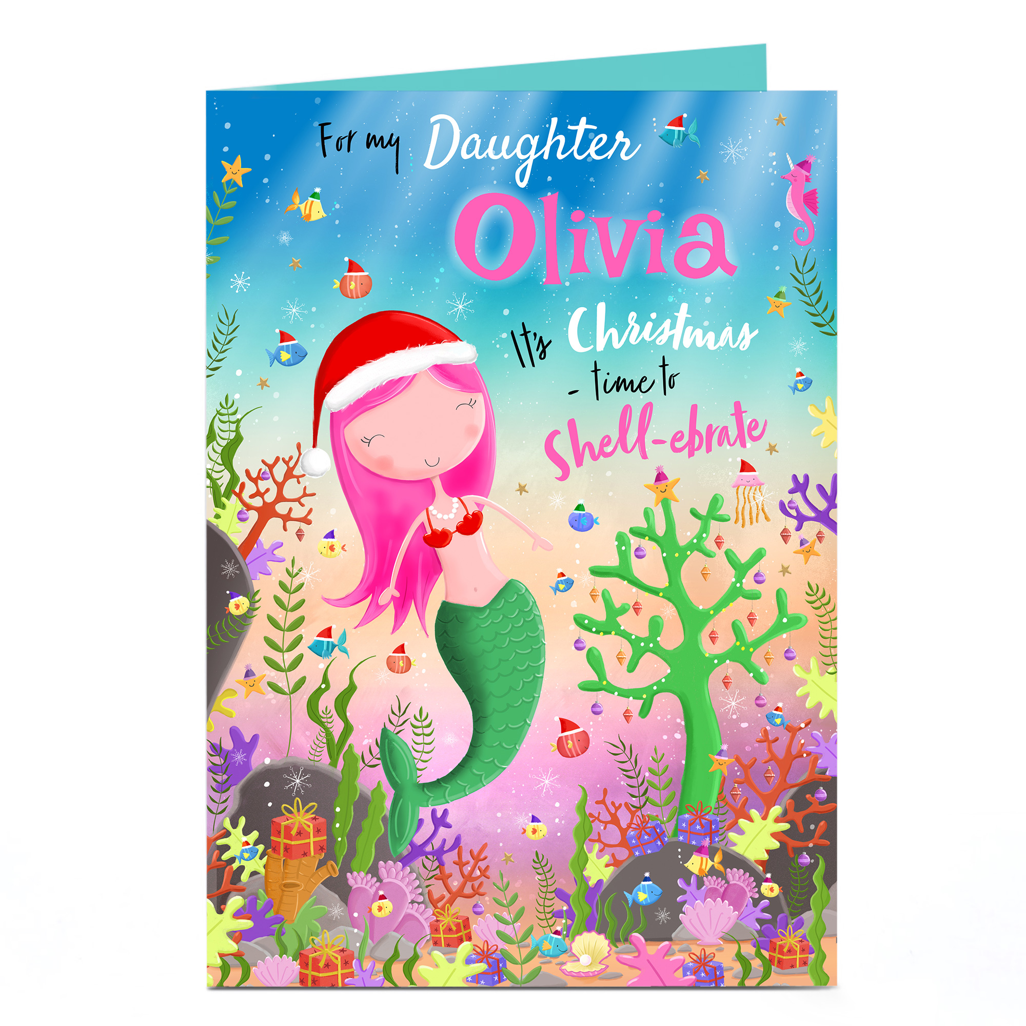 Personalised Christmas Card - Christmas Mermaid, Daughter