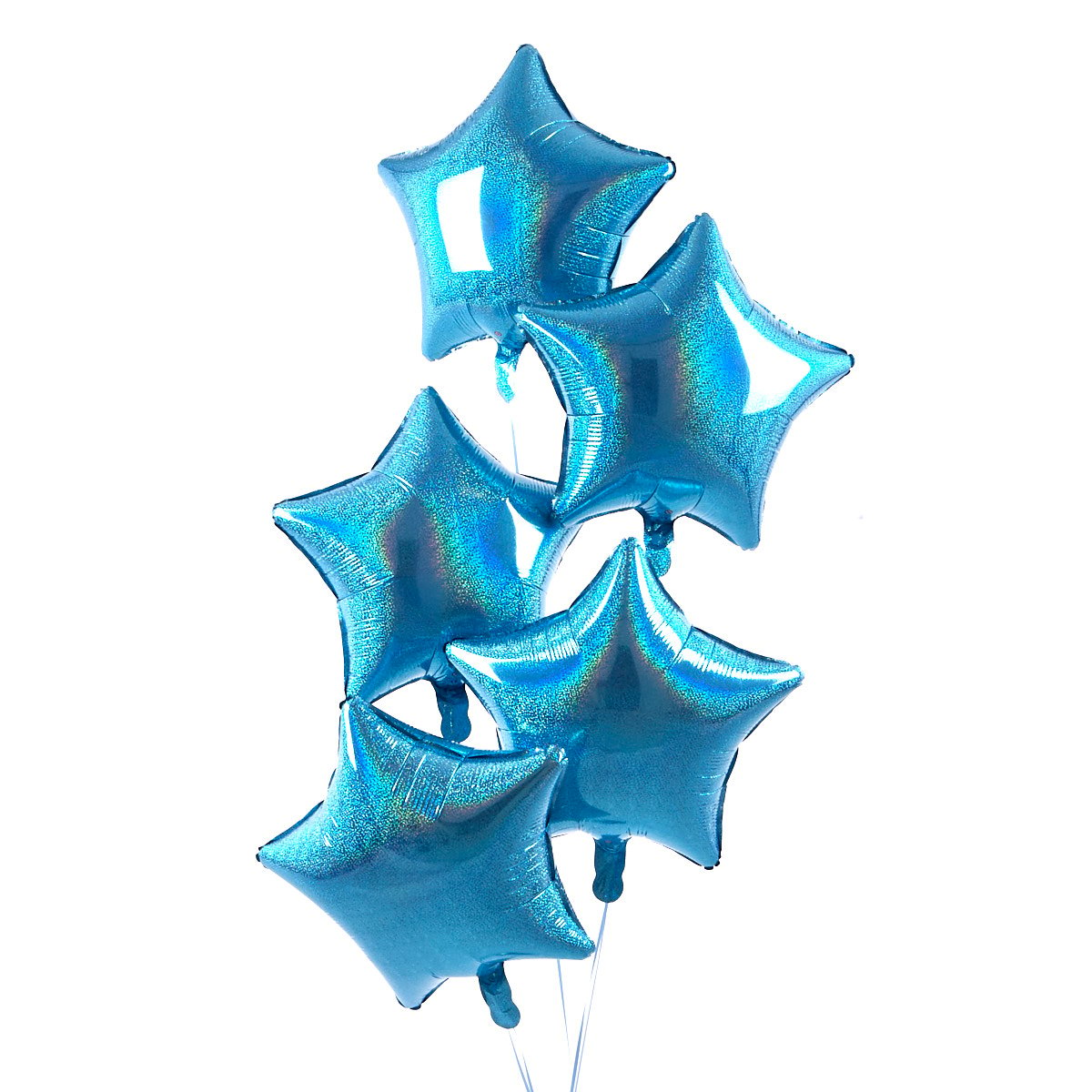 5 Baby Blue Stars Balloon Bouquet - DELIVERED INFLATED!