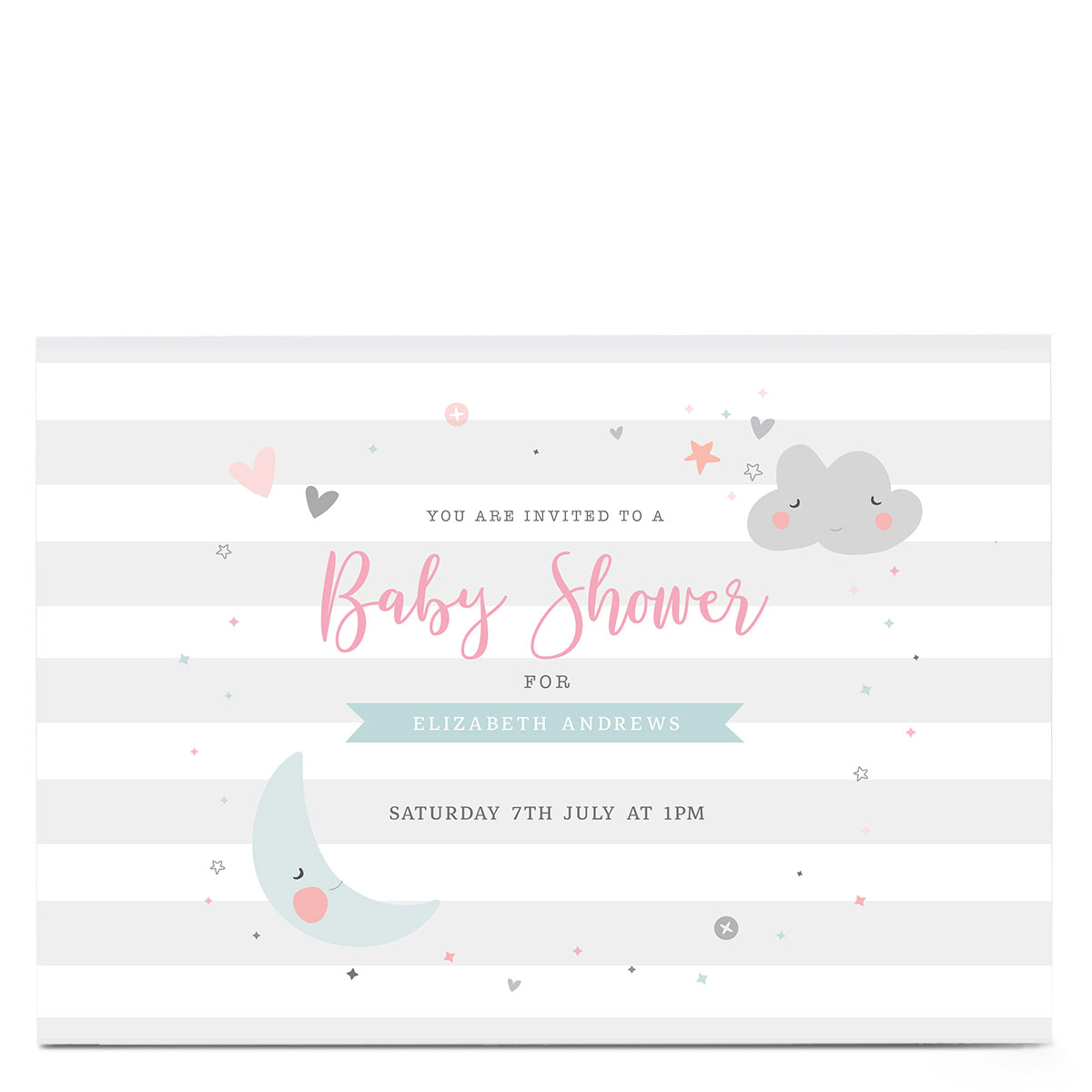 Personalised Baby Shower Invitation - Cloud & Moon