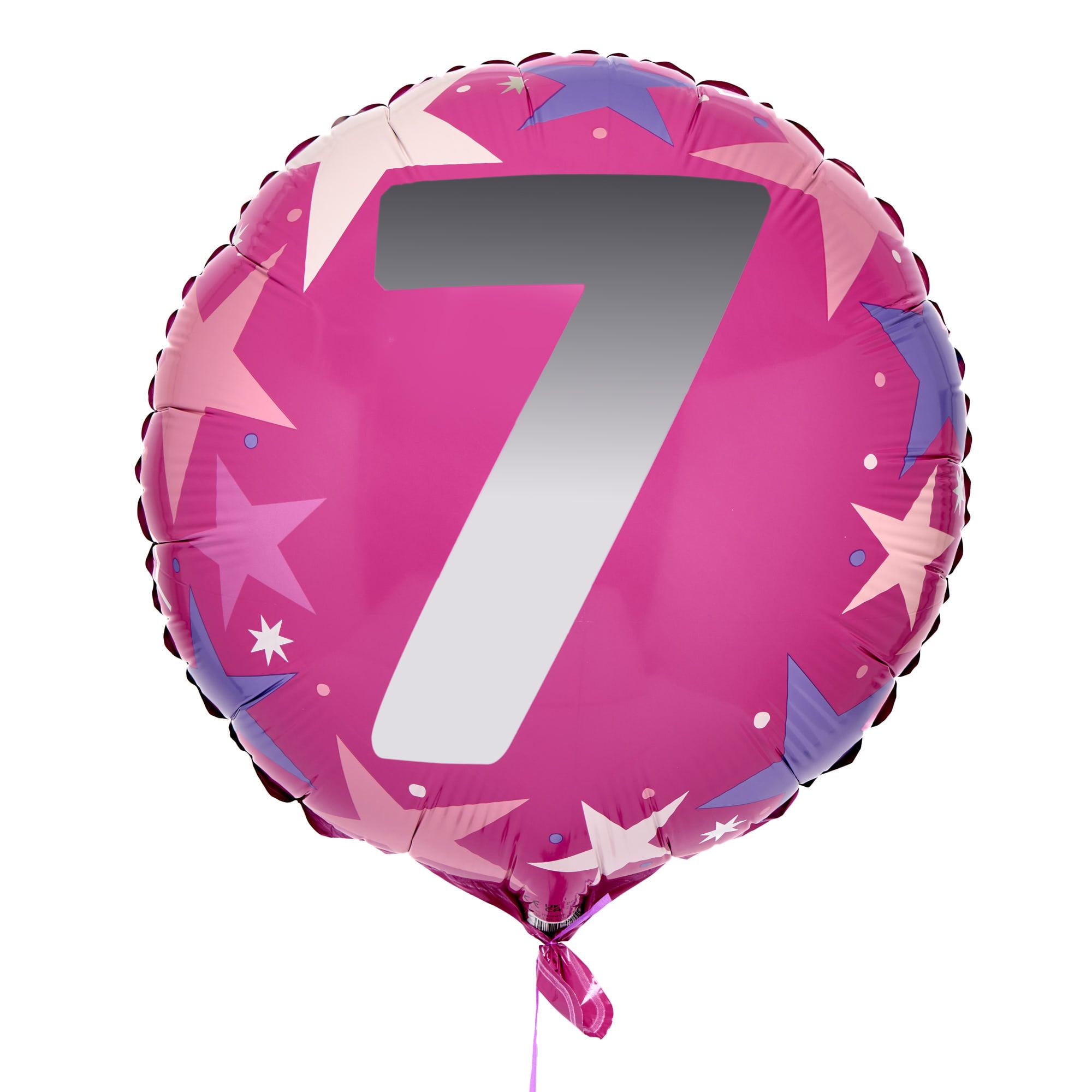 Pink Stars 7th Birthday 18-Inch Foil Helium Balloon