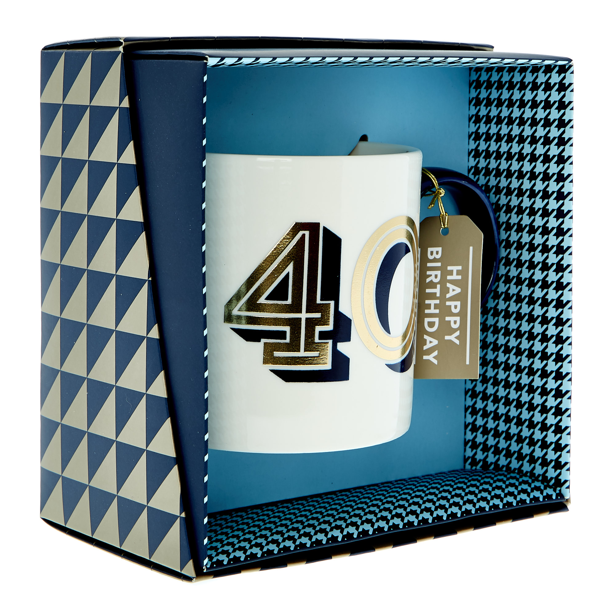 40th Birthday Mug In A Box - Blue & Gold 