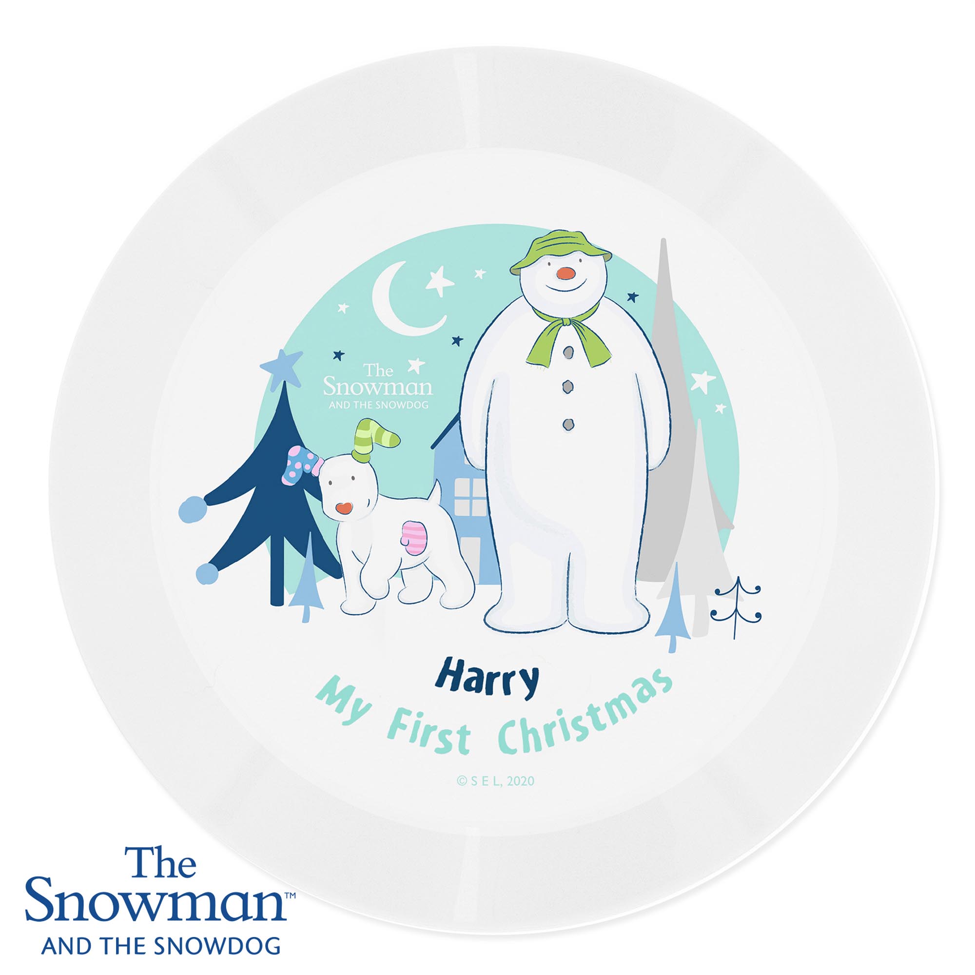 Personalised The Snowman & the Snowdog Plastic Plate