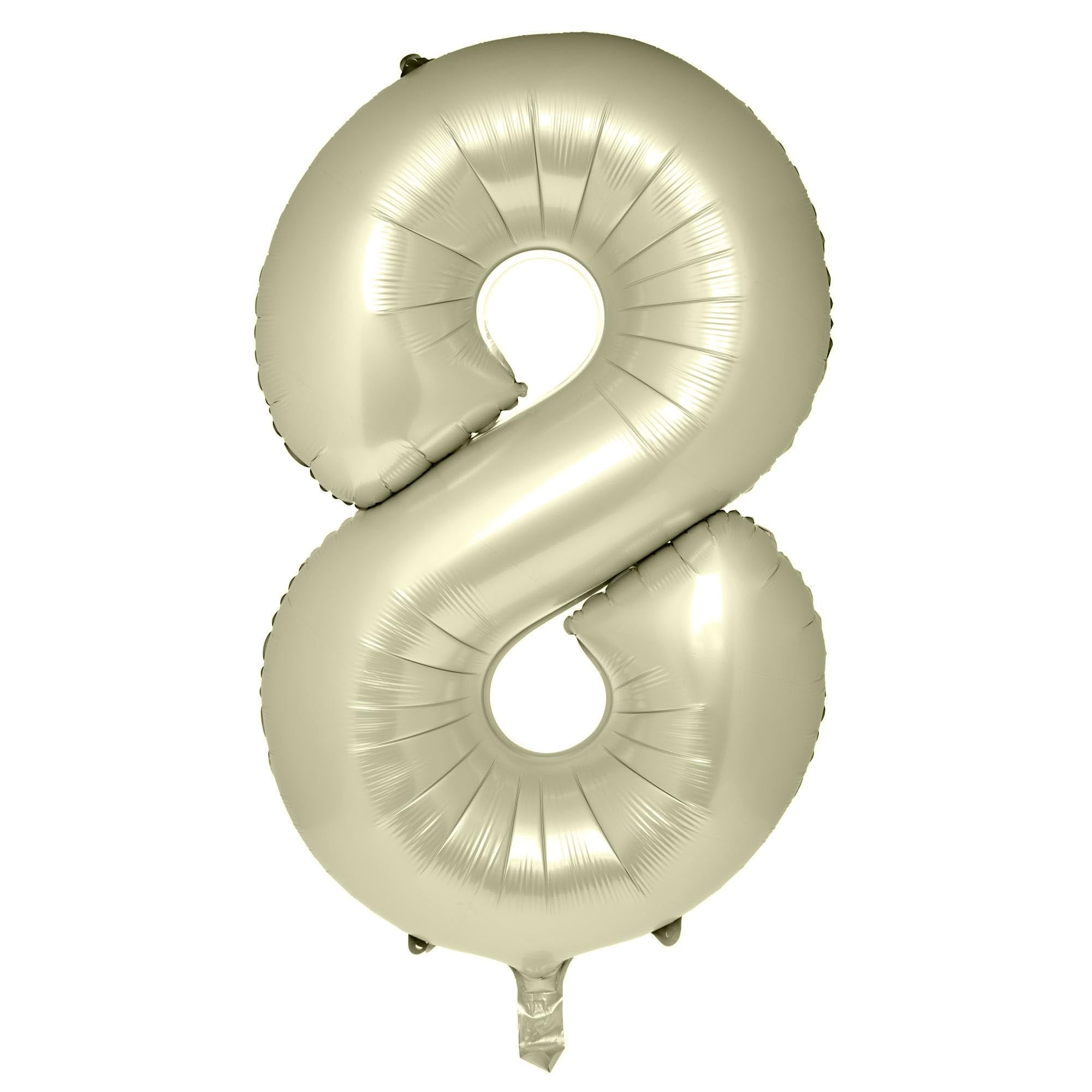 Large Cream 34-Inch Number 8 Balloon - Uninflated