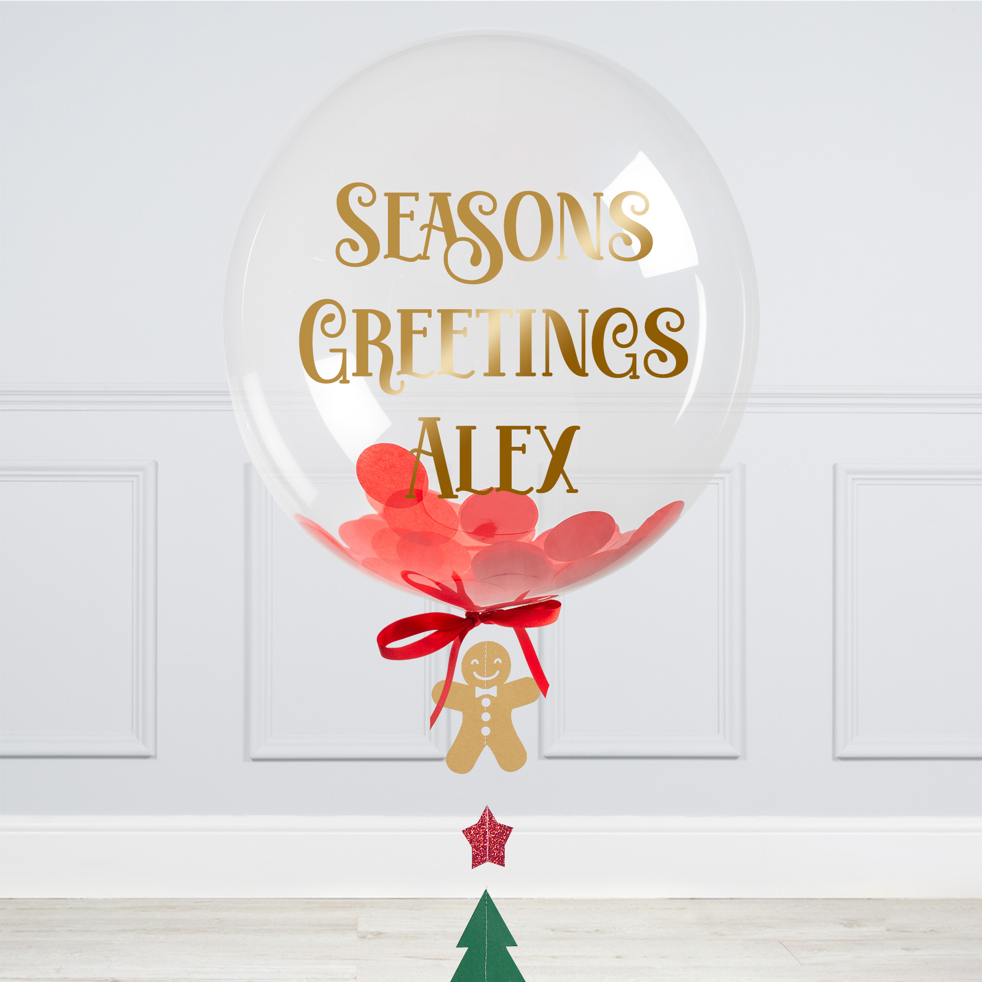 Personalised Merry & Bright Confetti Bubble Balloon - Delivered Inflated!