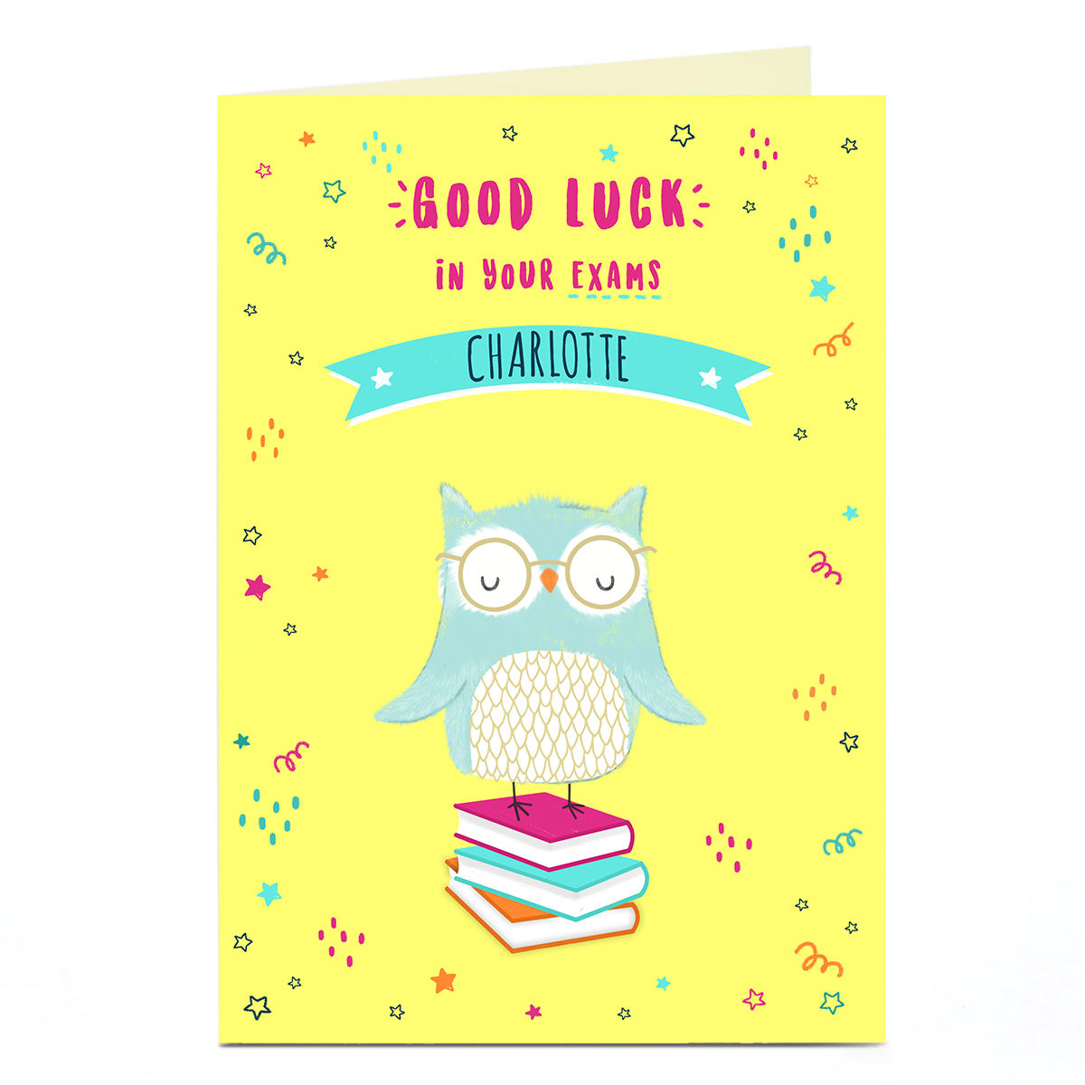 Personalised Good Luck Card - Wise Owl