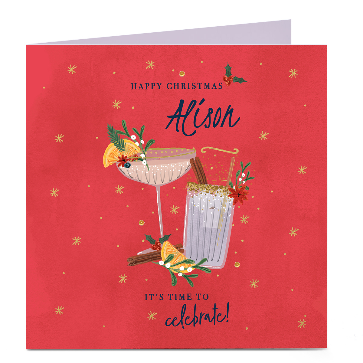 Personalised Christmas Card - Time To Celebrate, Drinks