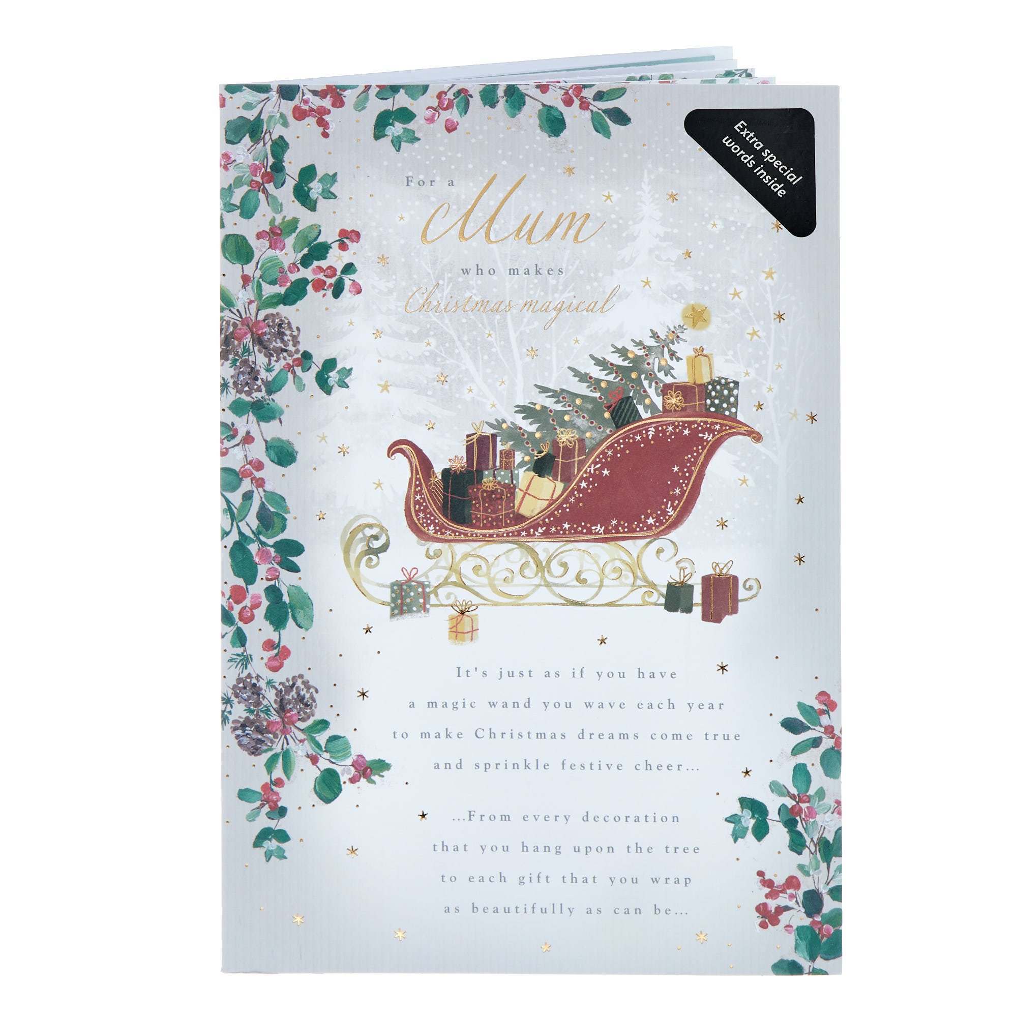 Mum Sleigh Christmas Card (Extra Special Words Inside)