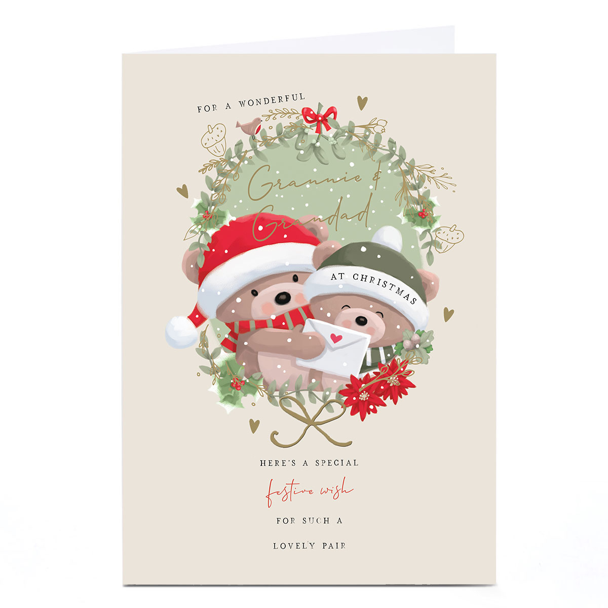Hugs Christmas Card - For A Wonderful Grannie & Grandad