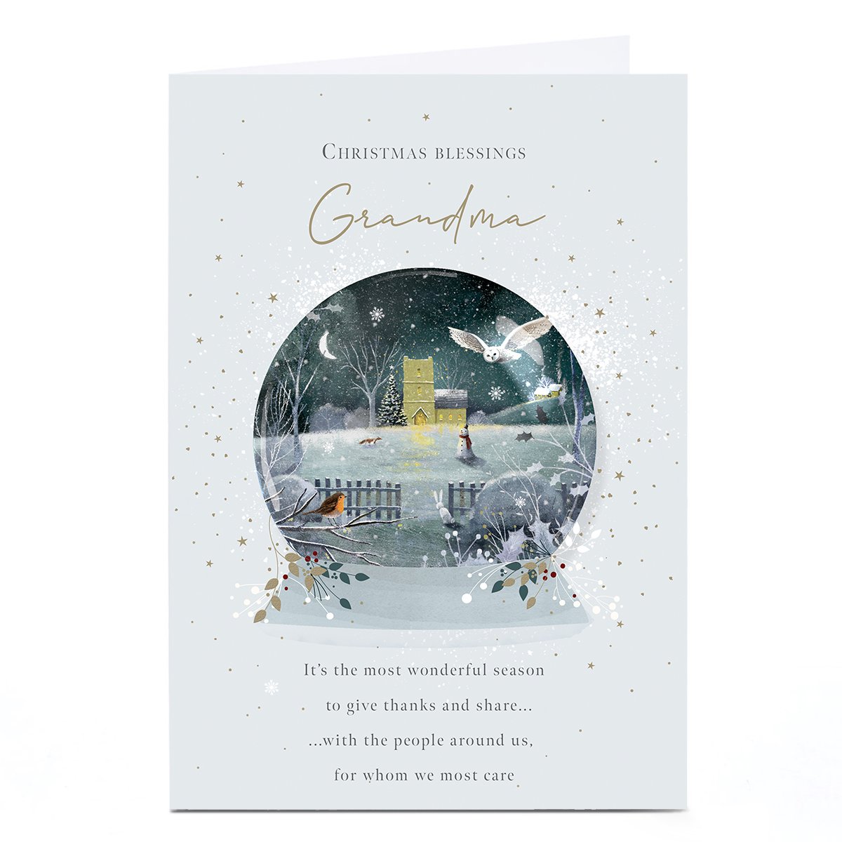 Christmas Card - Give Thanks and Share, Grandma