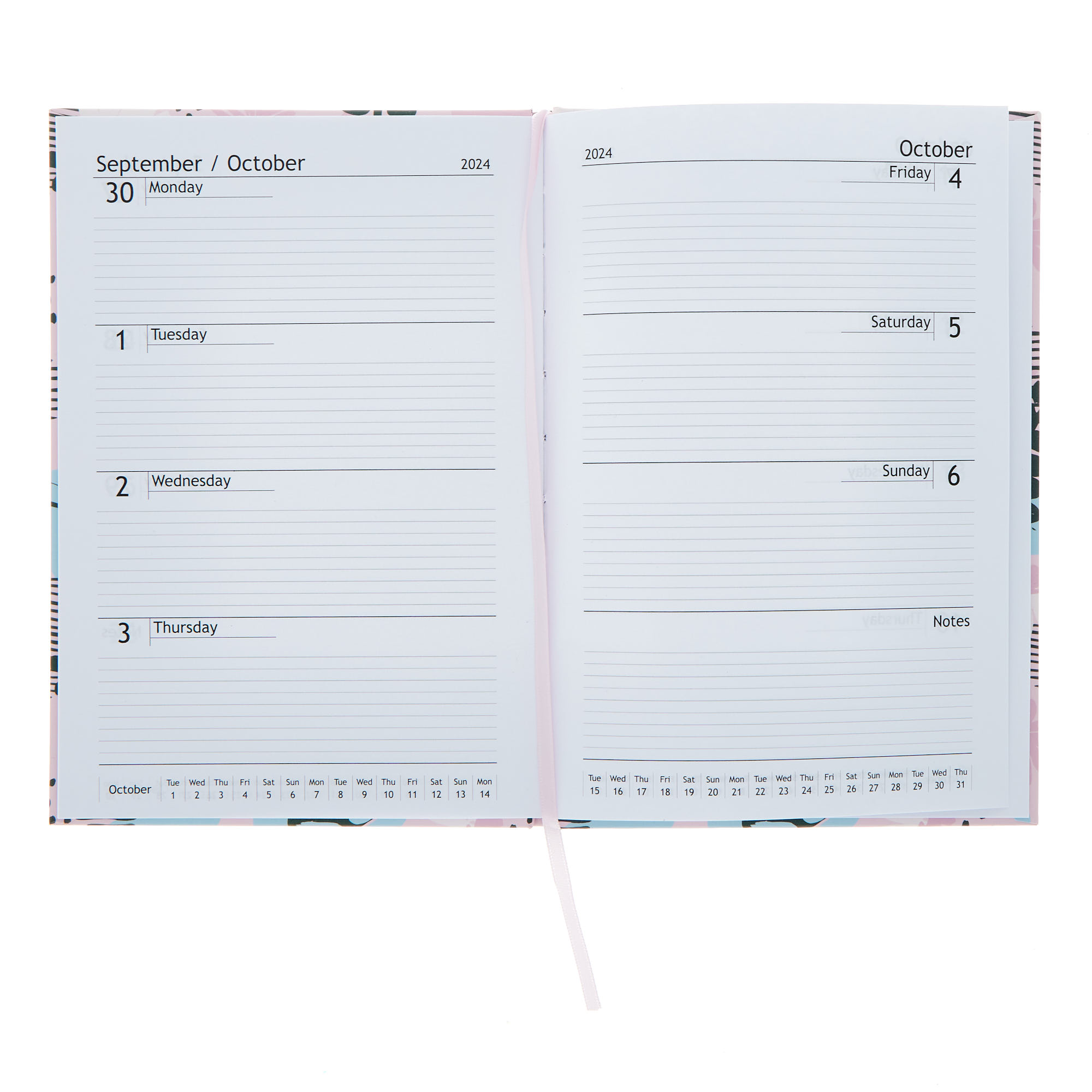 A5 Floral Week on 2 Pages 2024 Diary