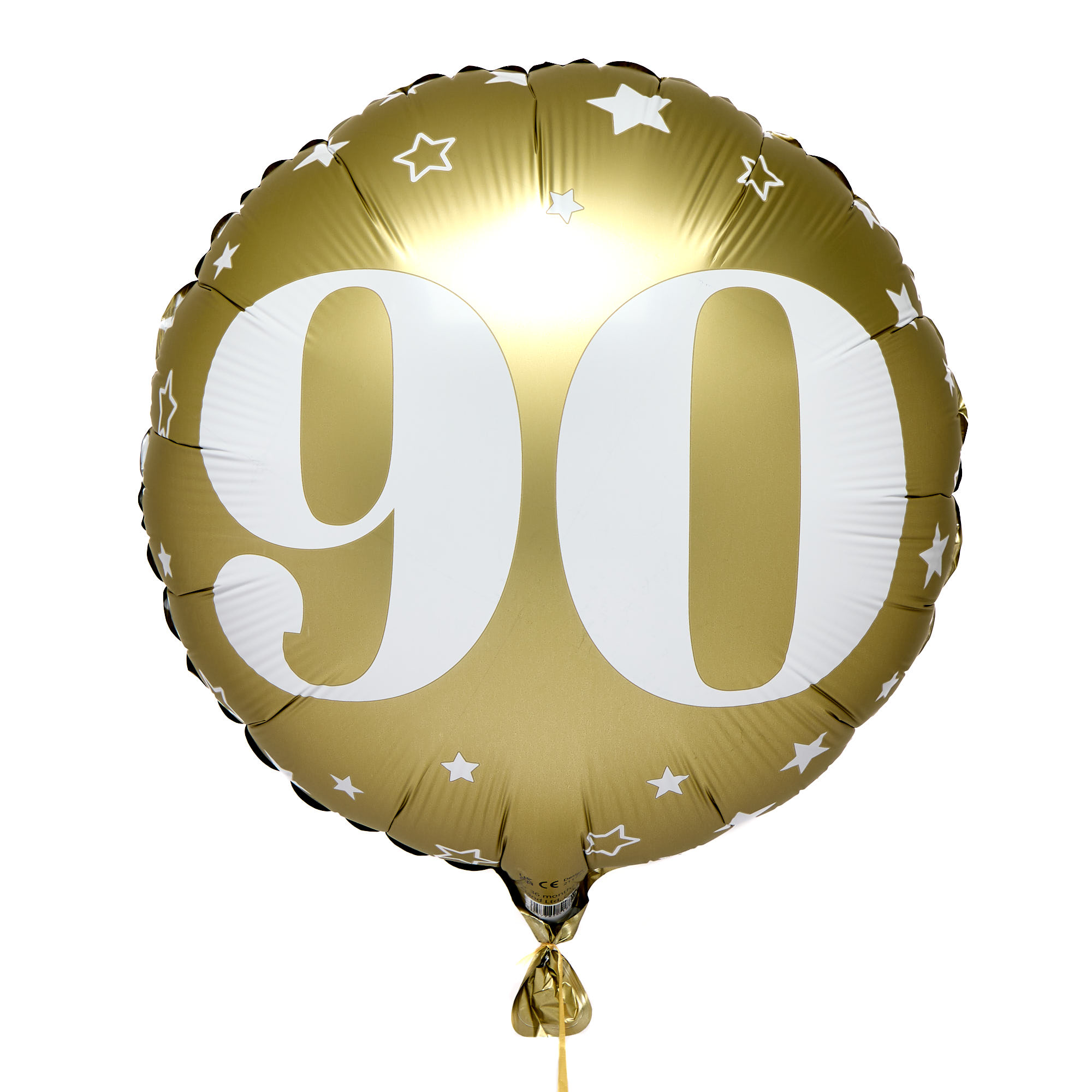 White & Gold Stars 90th 18-Inch Foil Helium Balloon