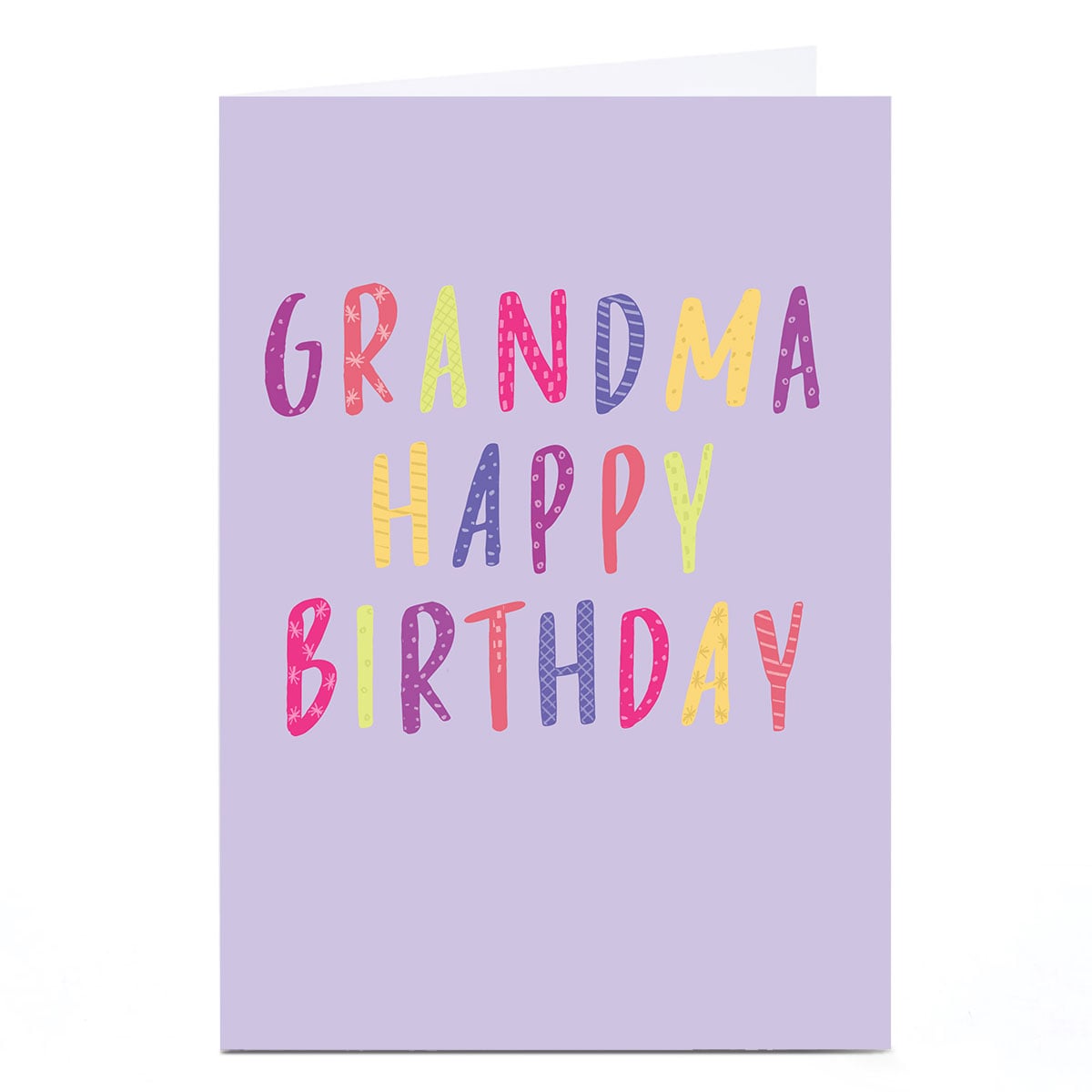 Birthday Card - Lilac and Bright Letters, Grandma