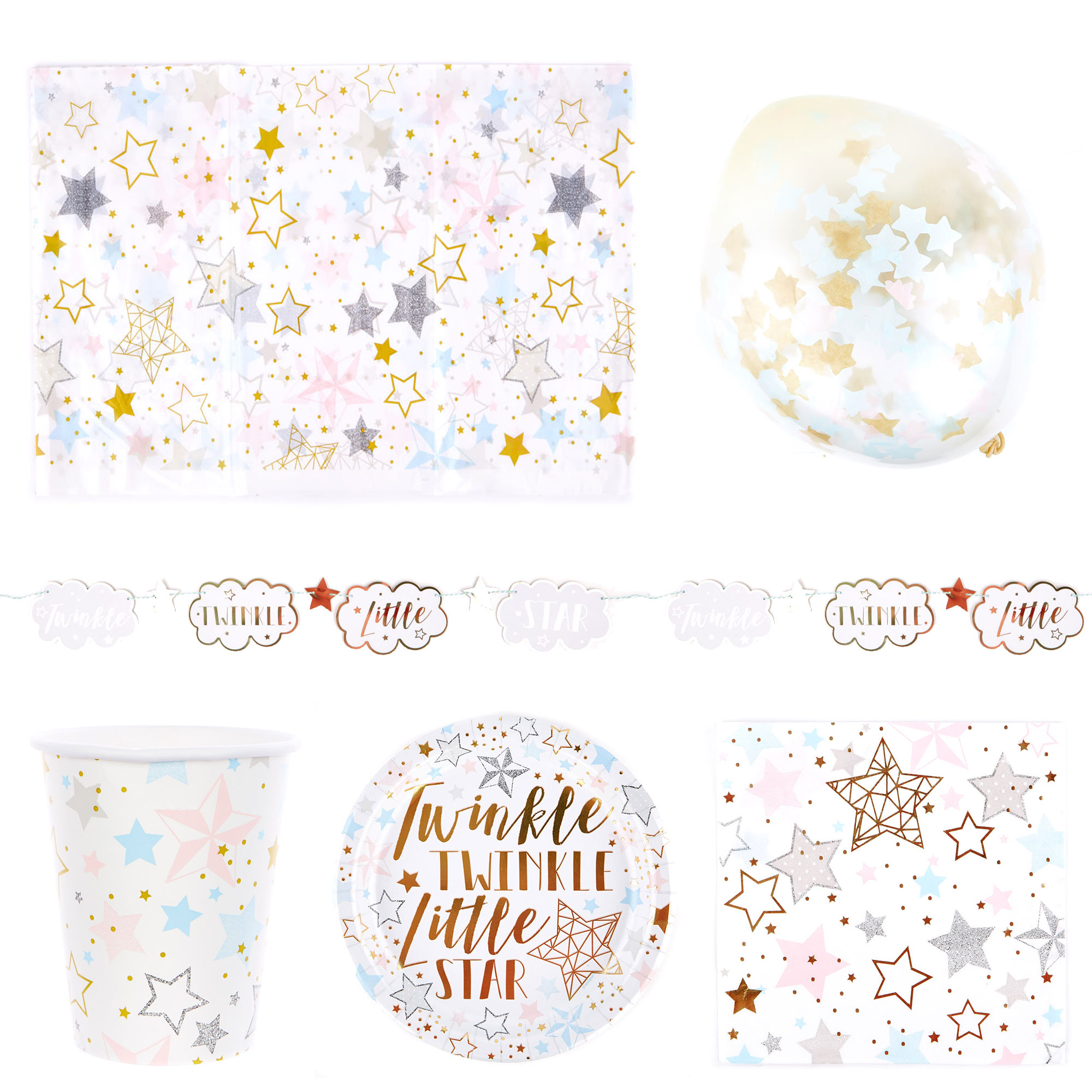 Twinkle Twinkle Party Tableware & Decoration Bundle - 16 Guests