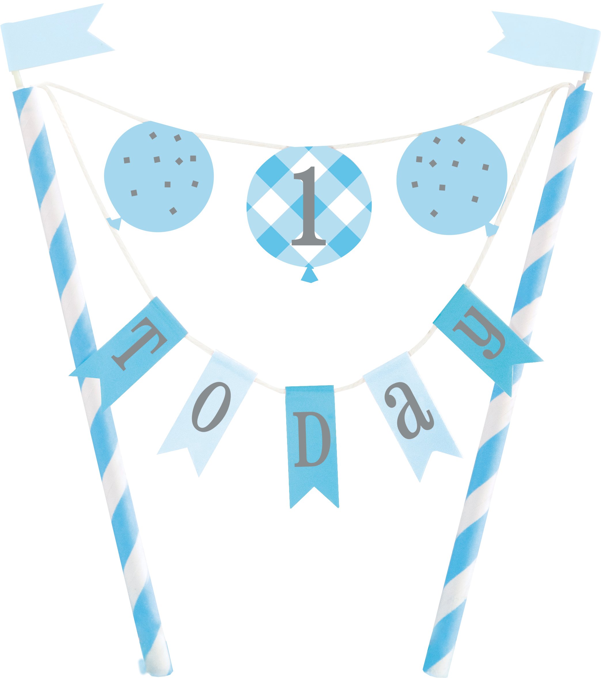 Blue Gingham 1st Birthday Party Accessories Bundle - 20 Pieces 