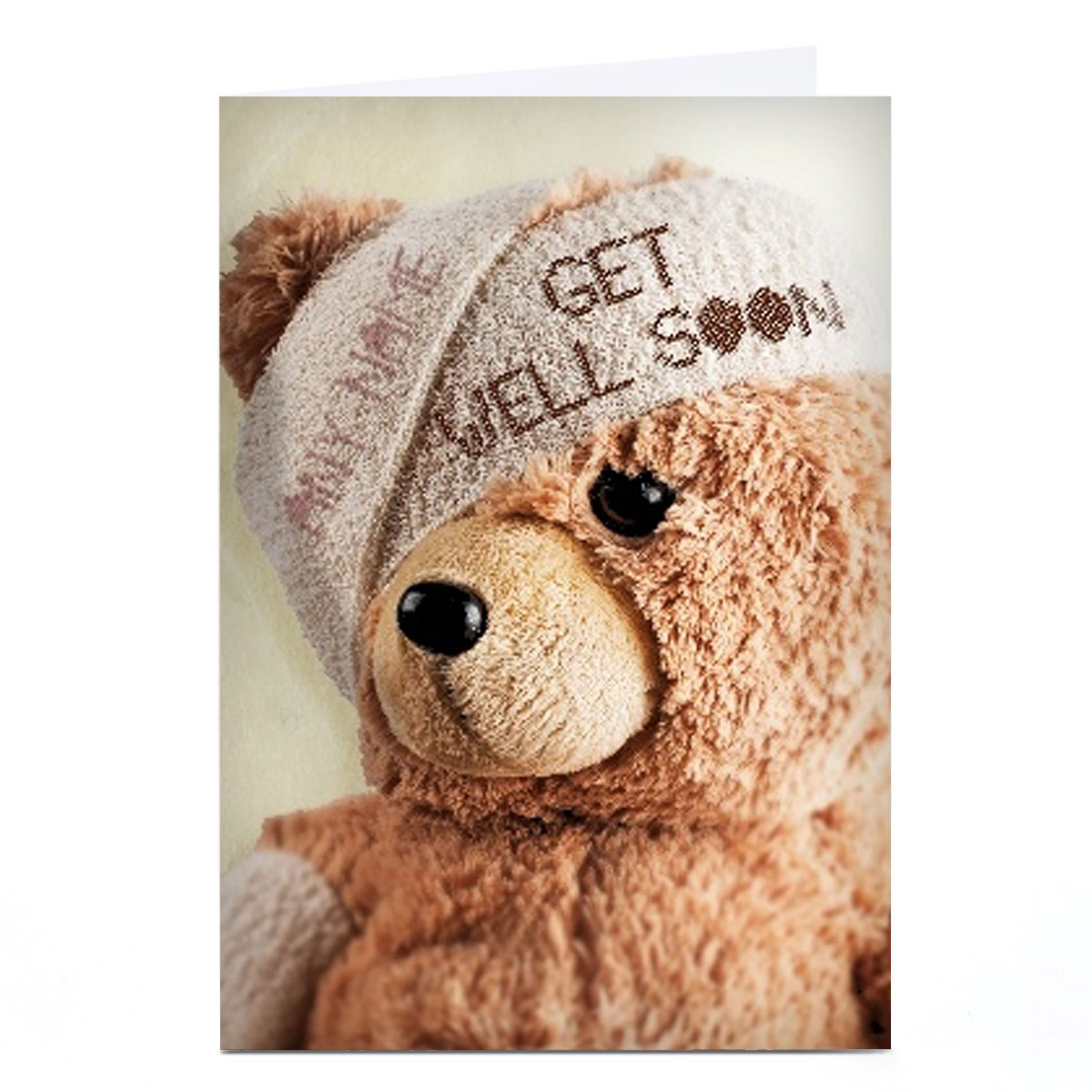 Personalised Get Well Card- Bandaged Teddy
