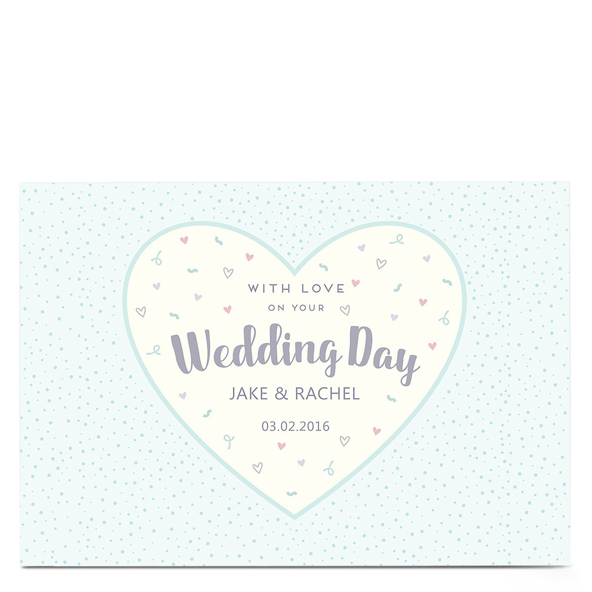 Personalised Wedding Card - Love Heart & Confetti