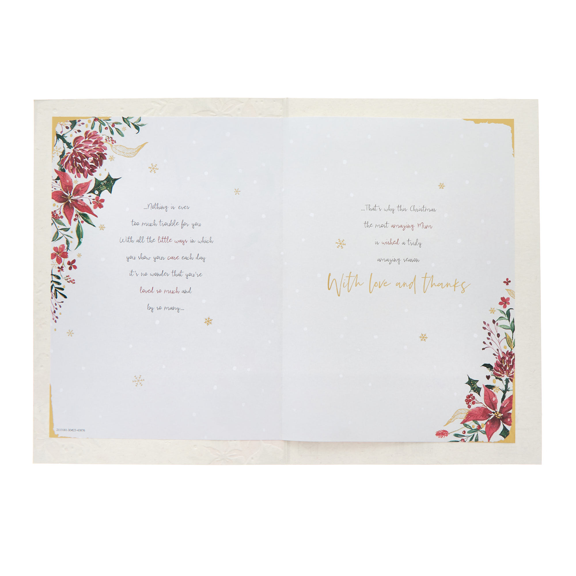 Mum Just For You Poinsettia Christmas Card