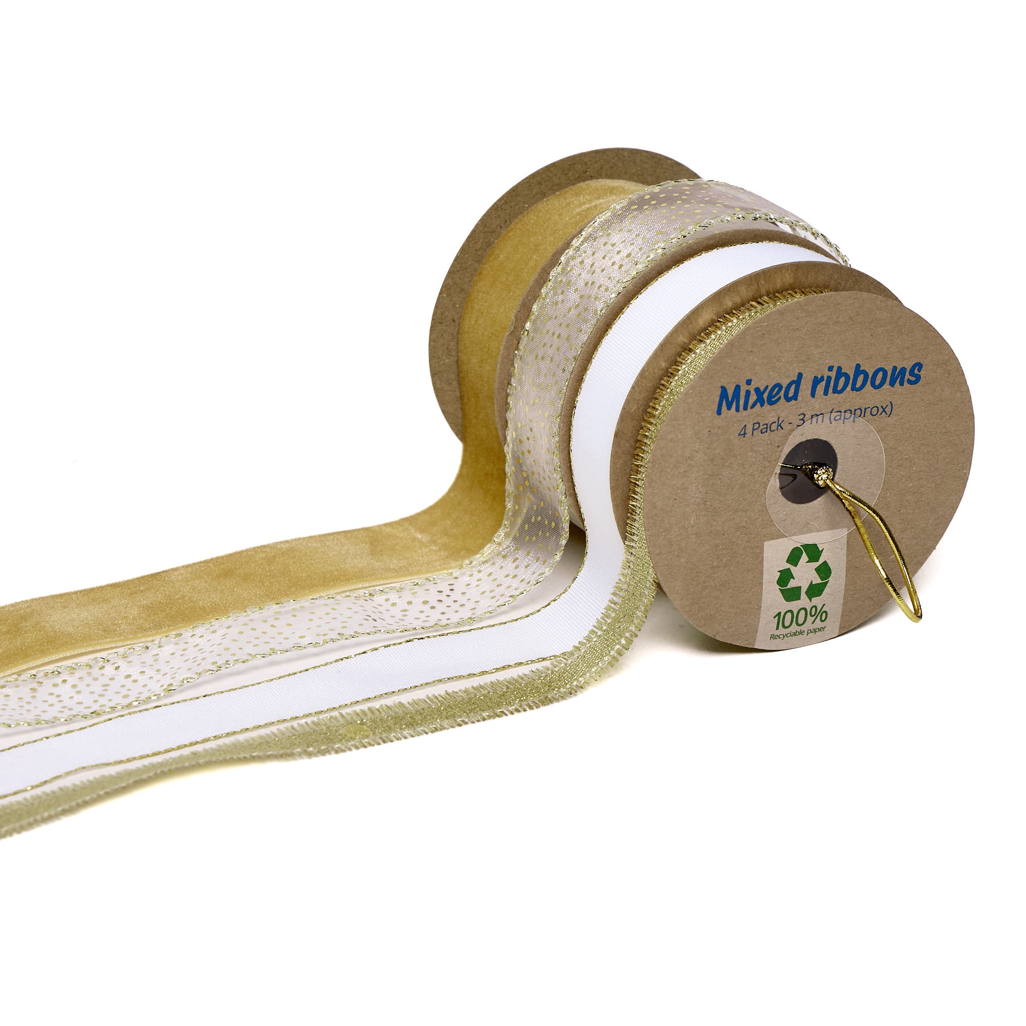 Mixed Cream & Gold Ribbons - Pack of 4