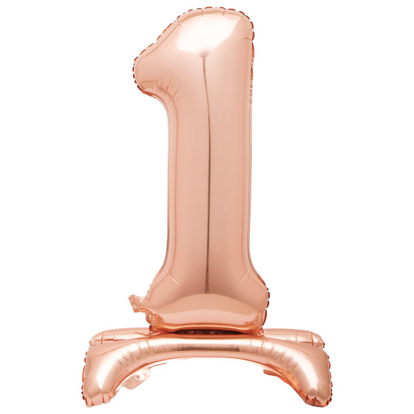 30-Inch Rose Gold Air-Fill Standing Number 1 Table Balloon
