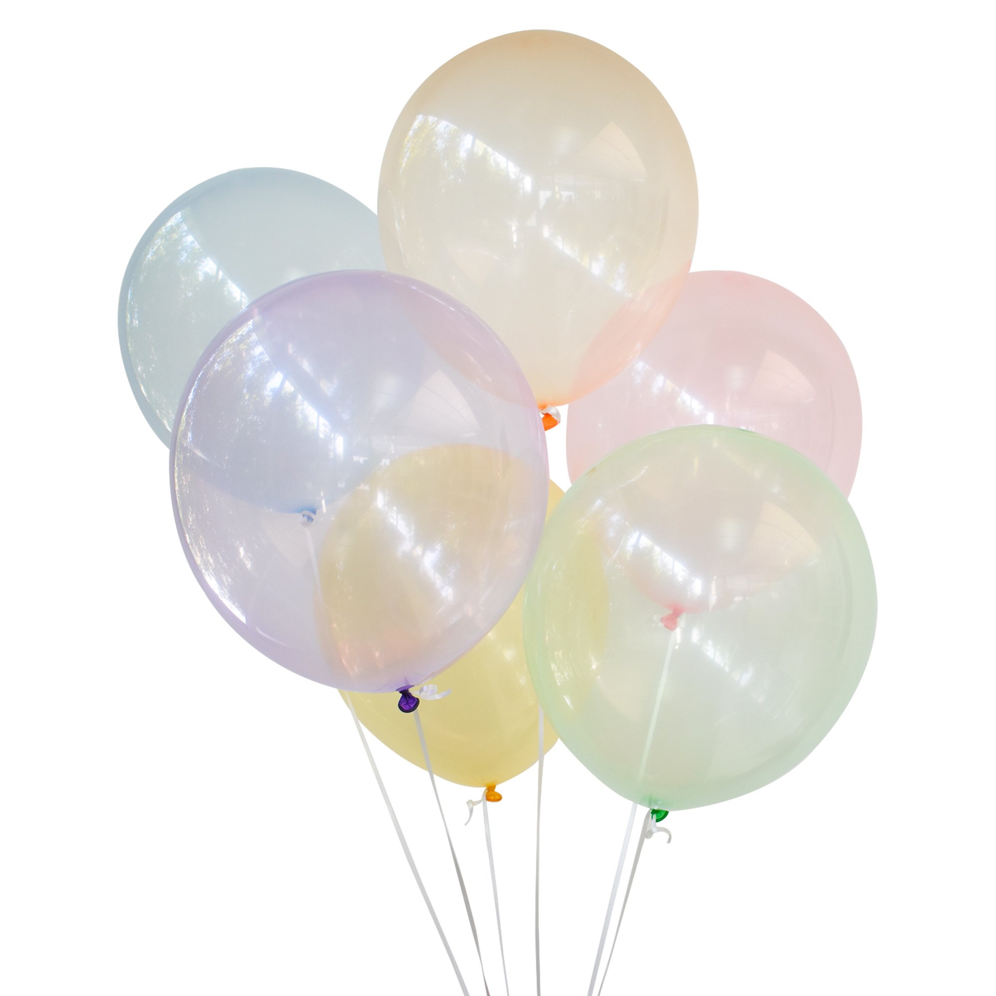 Assorted Transparent Colour Latex Balloons - Pack Of 12 