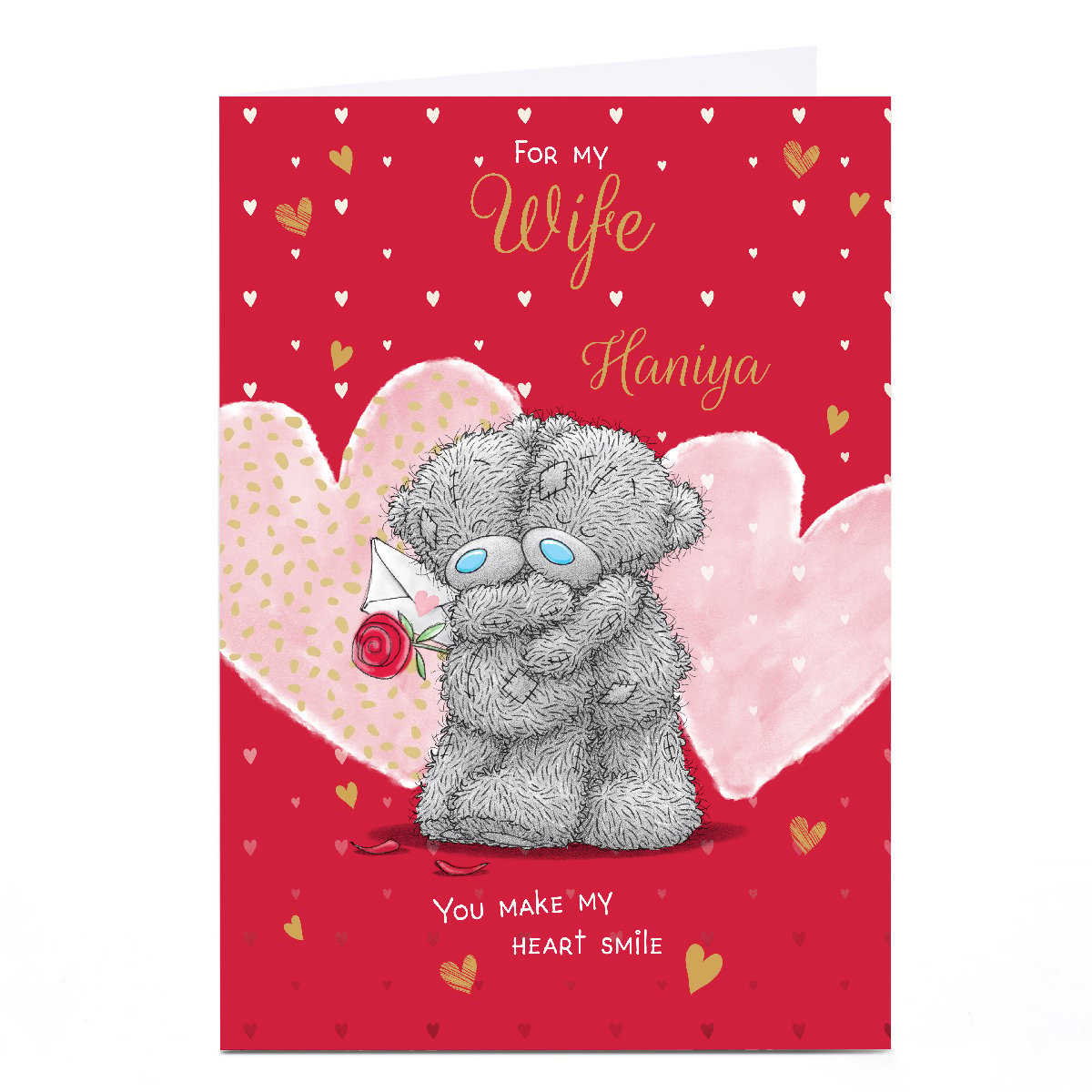 Personalised Tatty Teddy Valentine's Day Card - You Make my Heart Smile, Wife