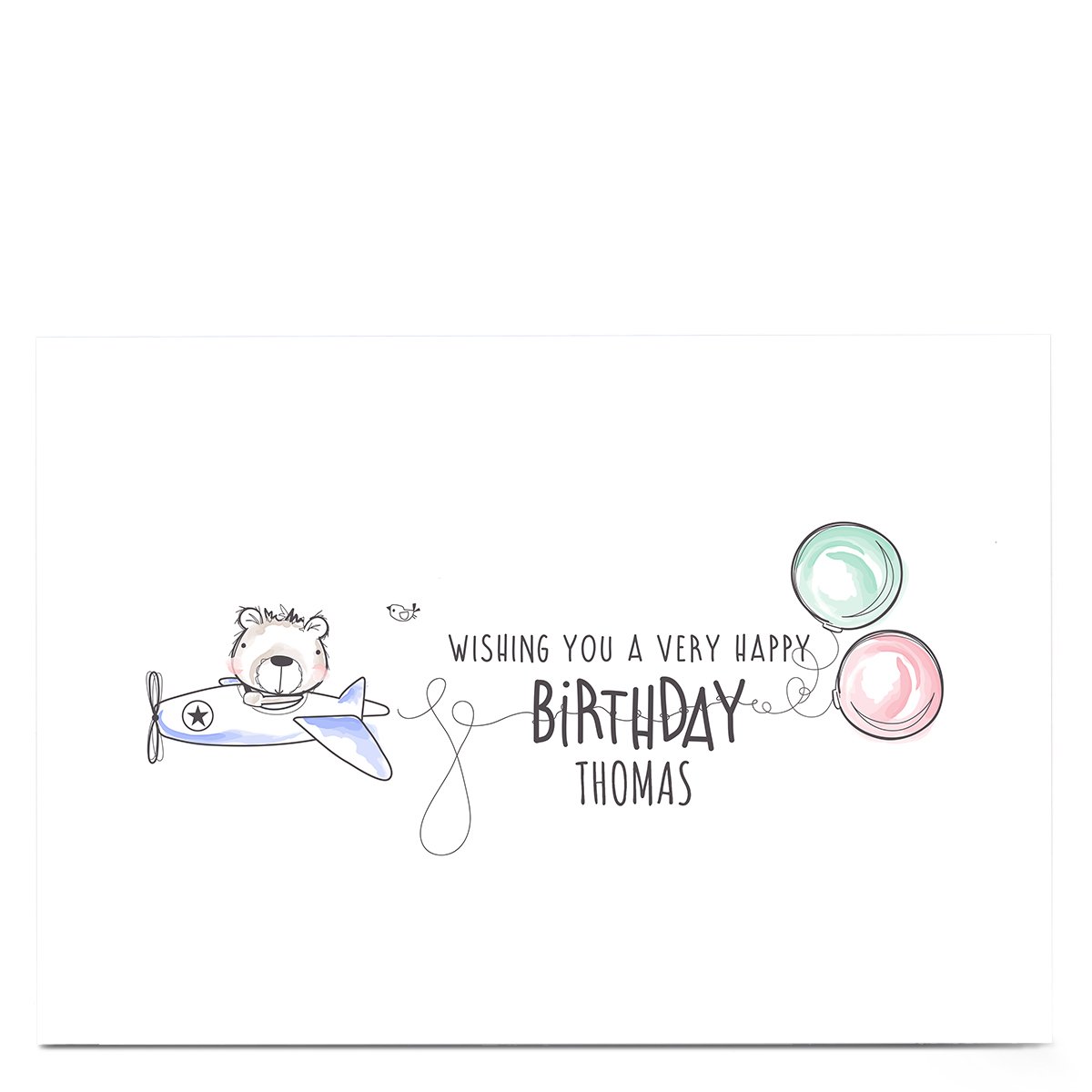Personalised Rachel Griffin Birthday Card - Aeroplane Teddy