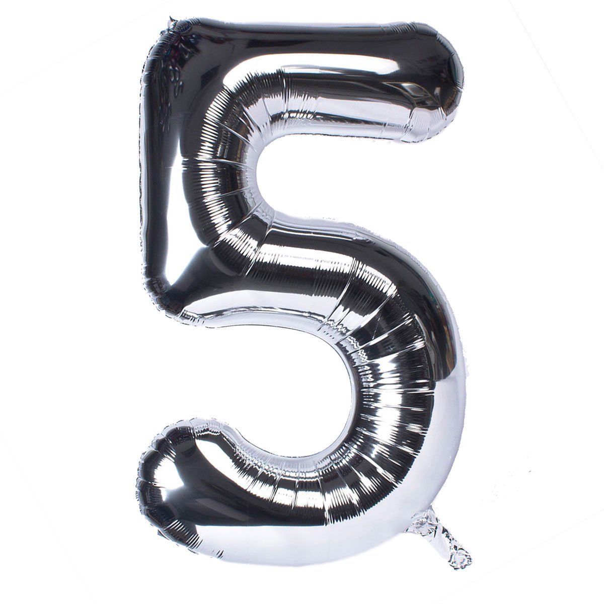 Silver Number 5 Foil Giant Helium Balloon - Uninflated