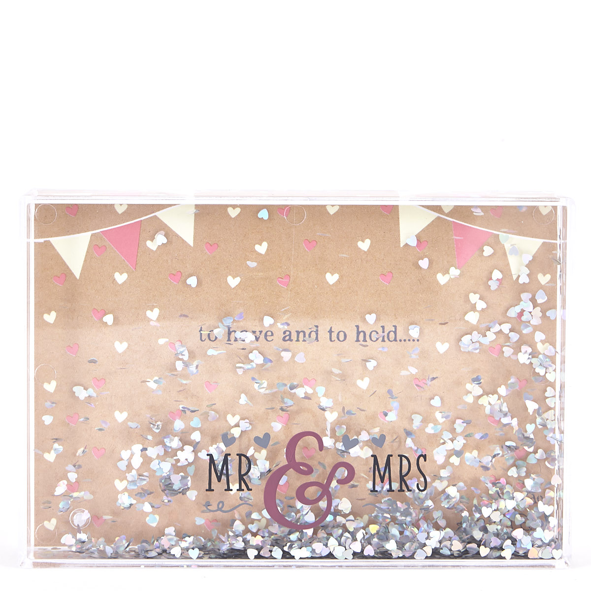 Mr & Mrs Glitter Heart Water Photo Frame