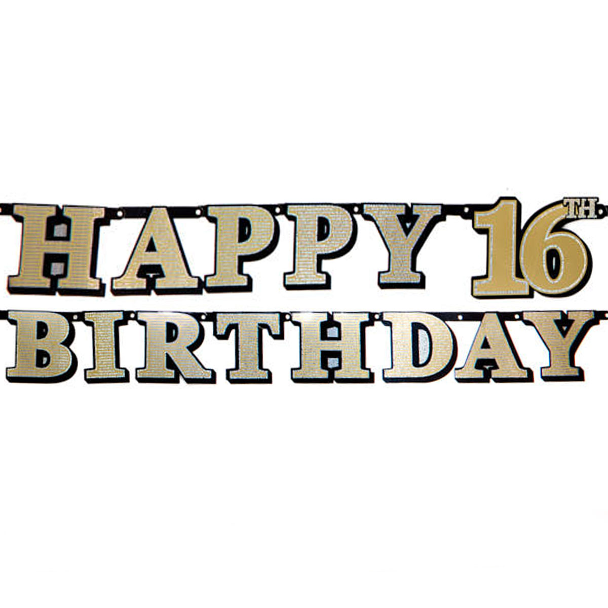 Gold Holographic 16th Birthday Banner