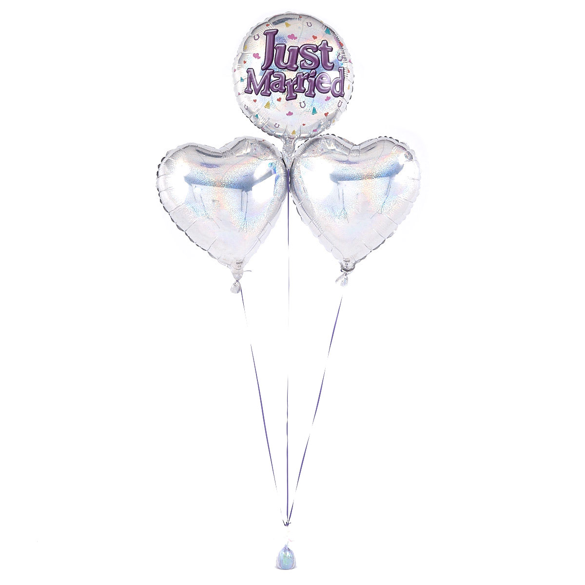 Just Married  Circle Romantic Balloon Bouquet - DELIVERED INFLATED!