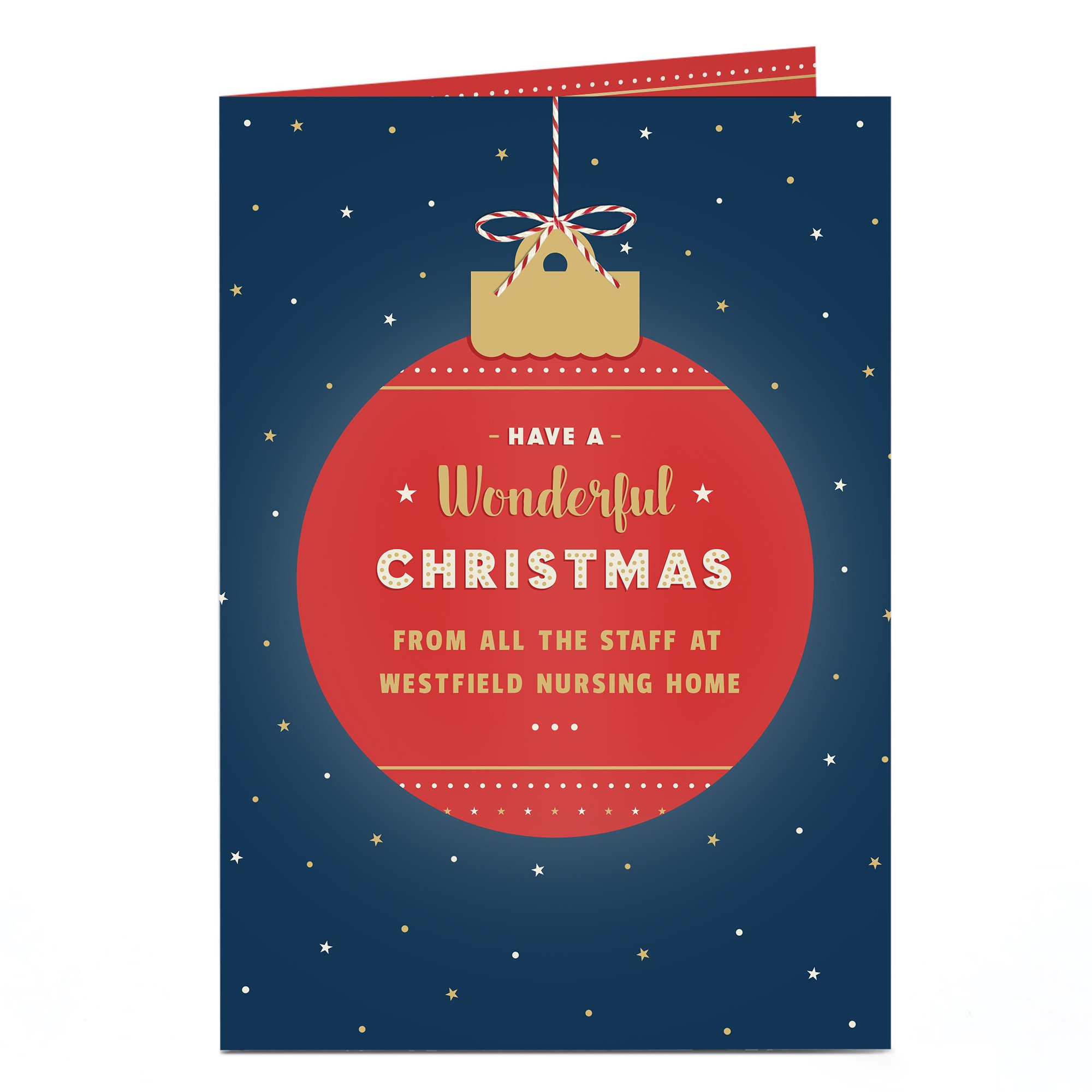 Personalised Christmas Card - Wonderful Christmas Red Bauble
