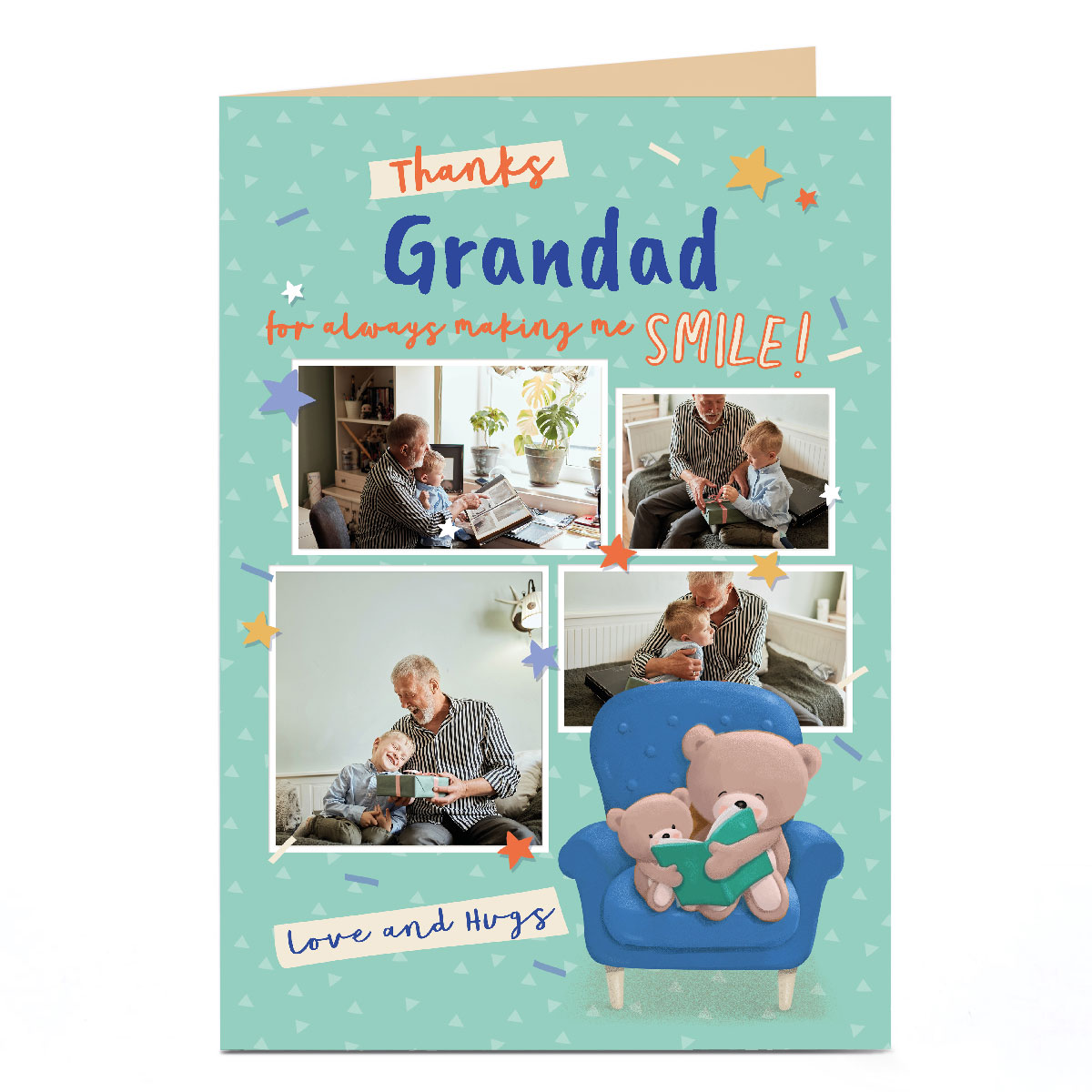 Photo Hugs Father's Day Card - Always Making Me Smile, Grandad