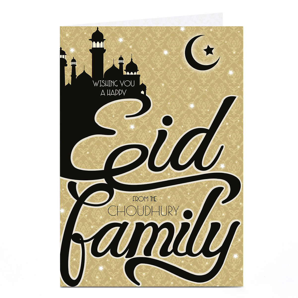 Personalised Eid Card - Black And Gold