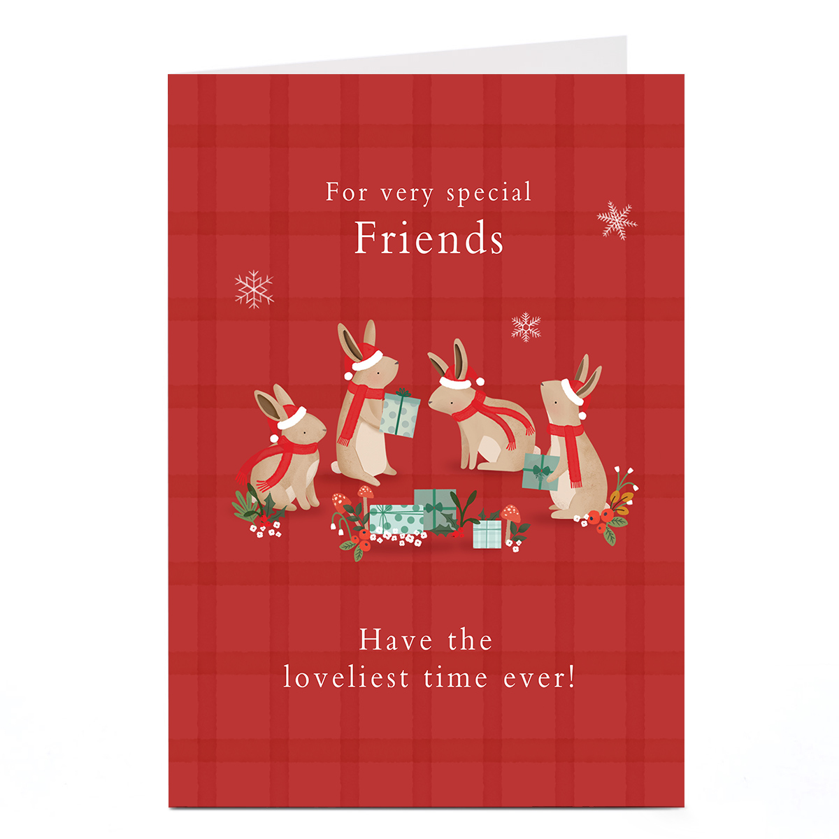 Christmas Card - Bunnies Opening Presents, For Very Special Friends