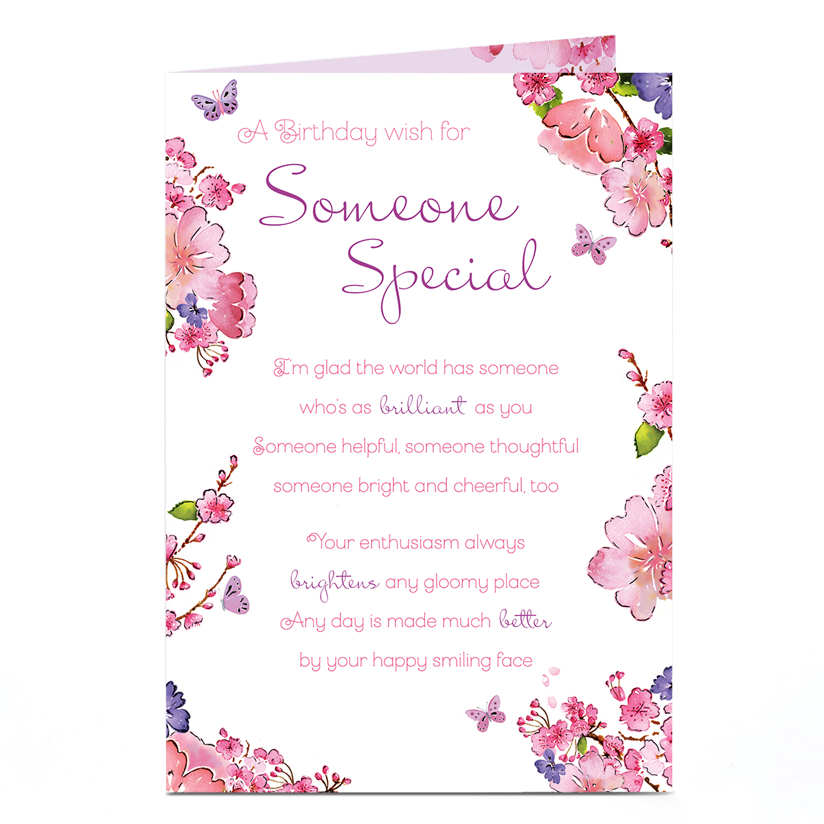 Birthday Card - Pink Flowers with Verse