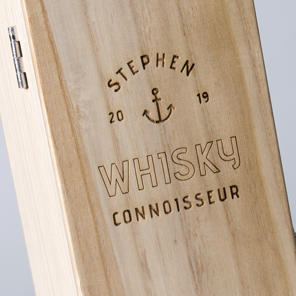 Engraved Luxury Wooden Whisky Box With Glenfiddich Whisky - Anchor