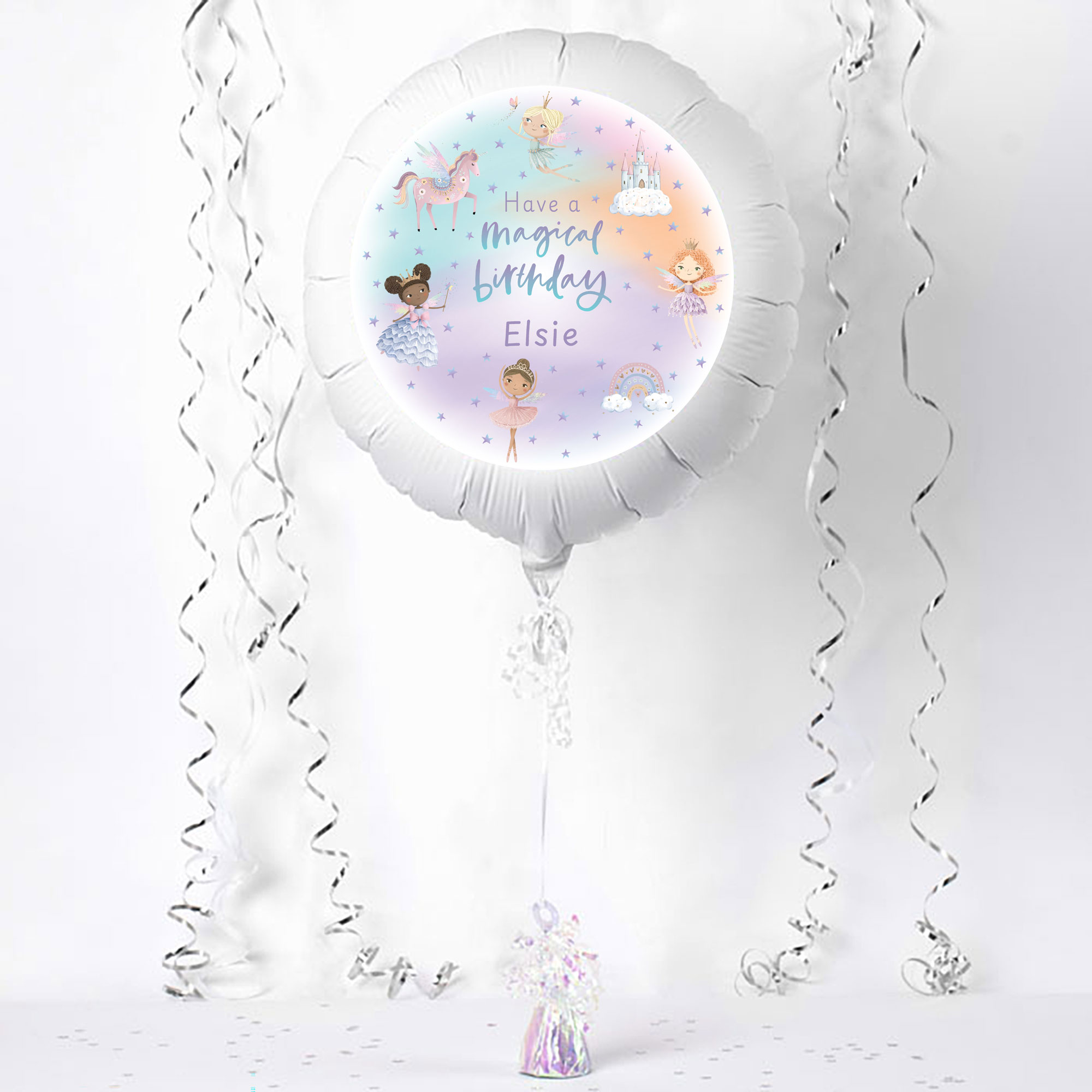 Personalised Large Helium Birthday Balloon - Princess Fairies