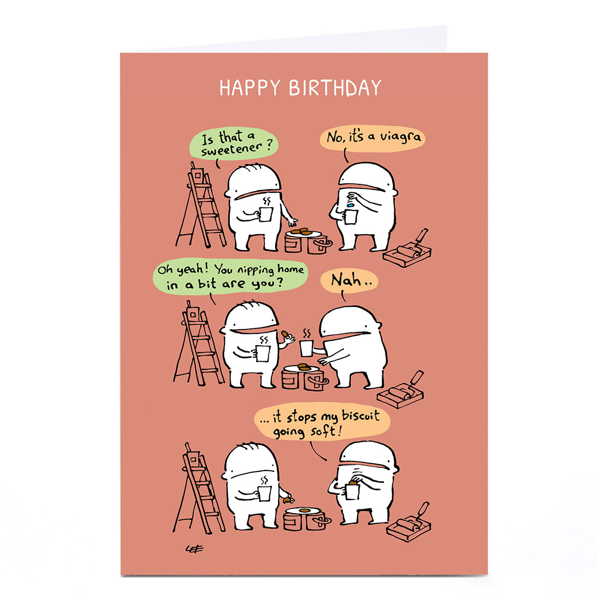 Personalised Lee Fearnley Birthday Card - Soft Biscuit 