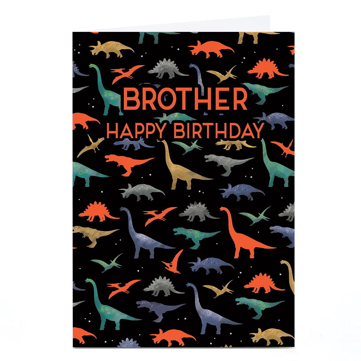 Personalised Birthday Card - Orange Dinosaurs, Brother