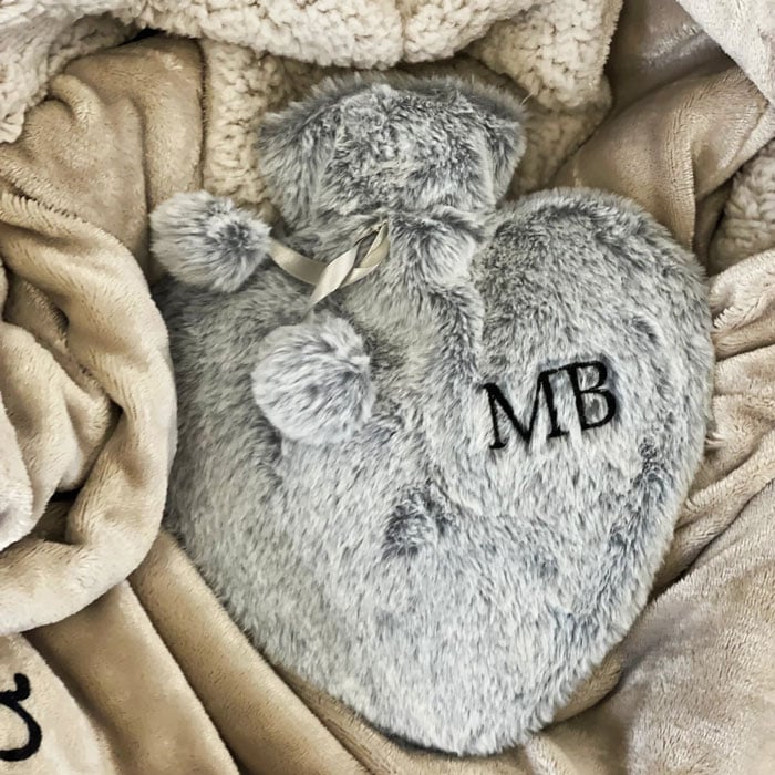 Personalised Love Heart Monogrammed Hot Water Bottle