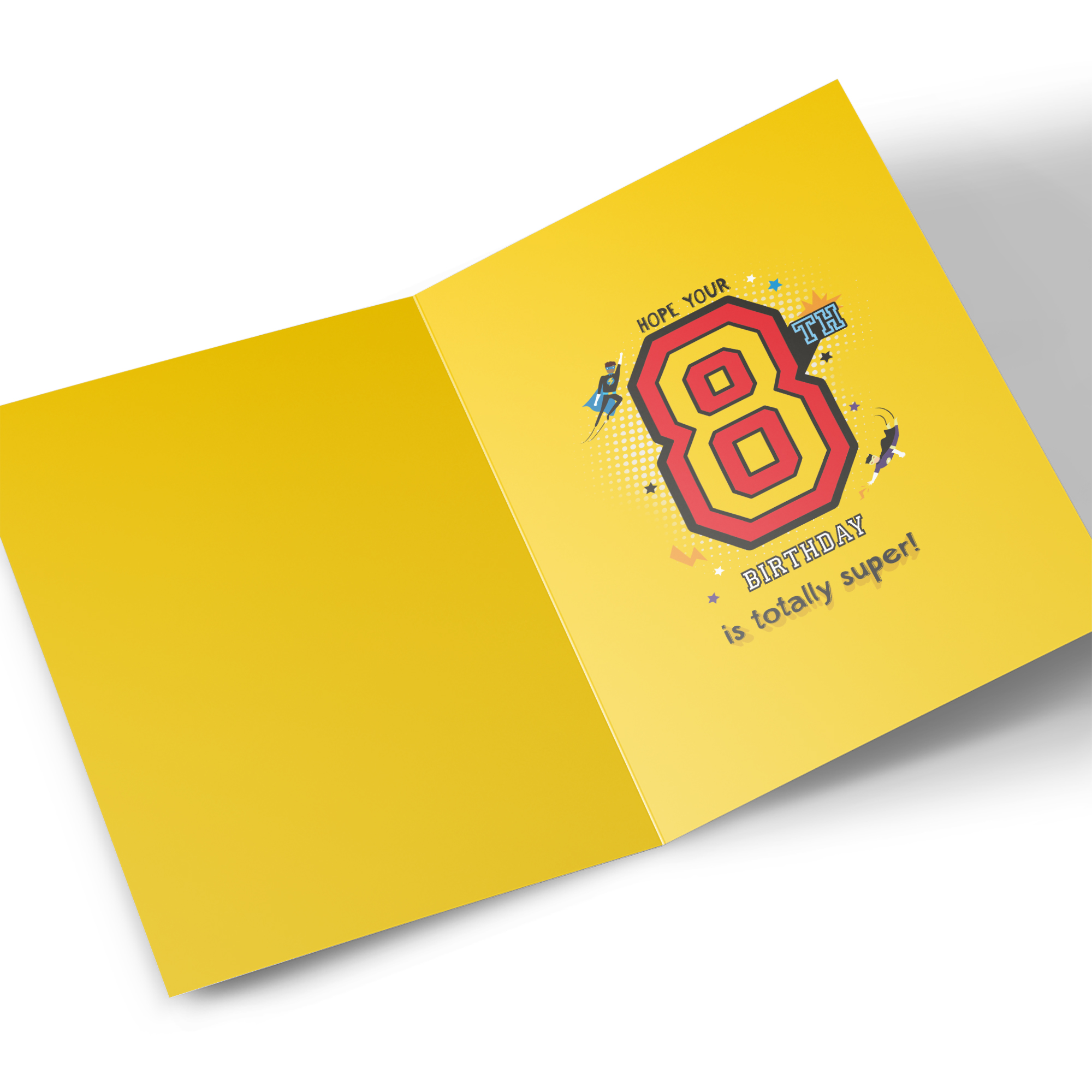 8th Birthday Card - Flying Superheroes