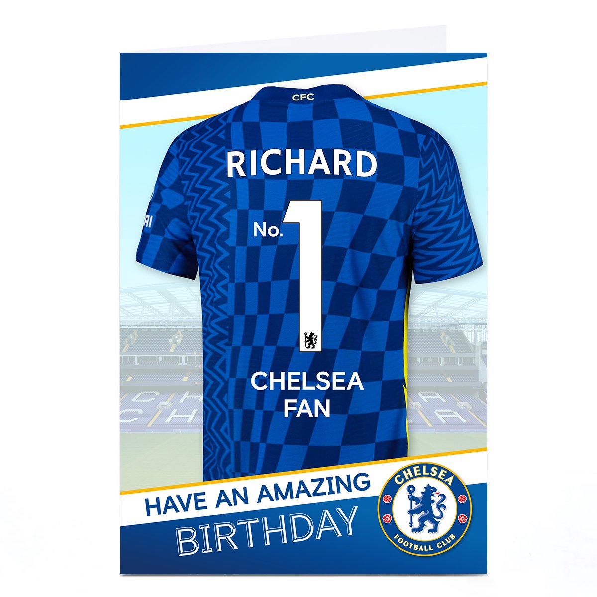 Personalised Chelsea FC Birthday Card - No. 1 Fan